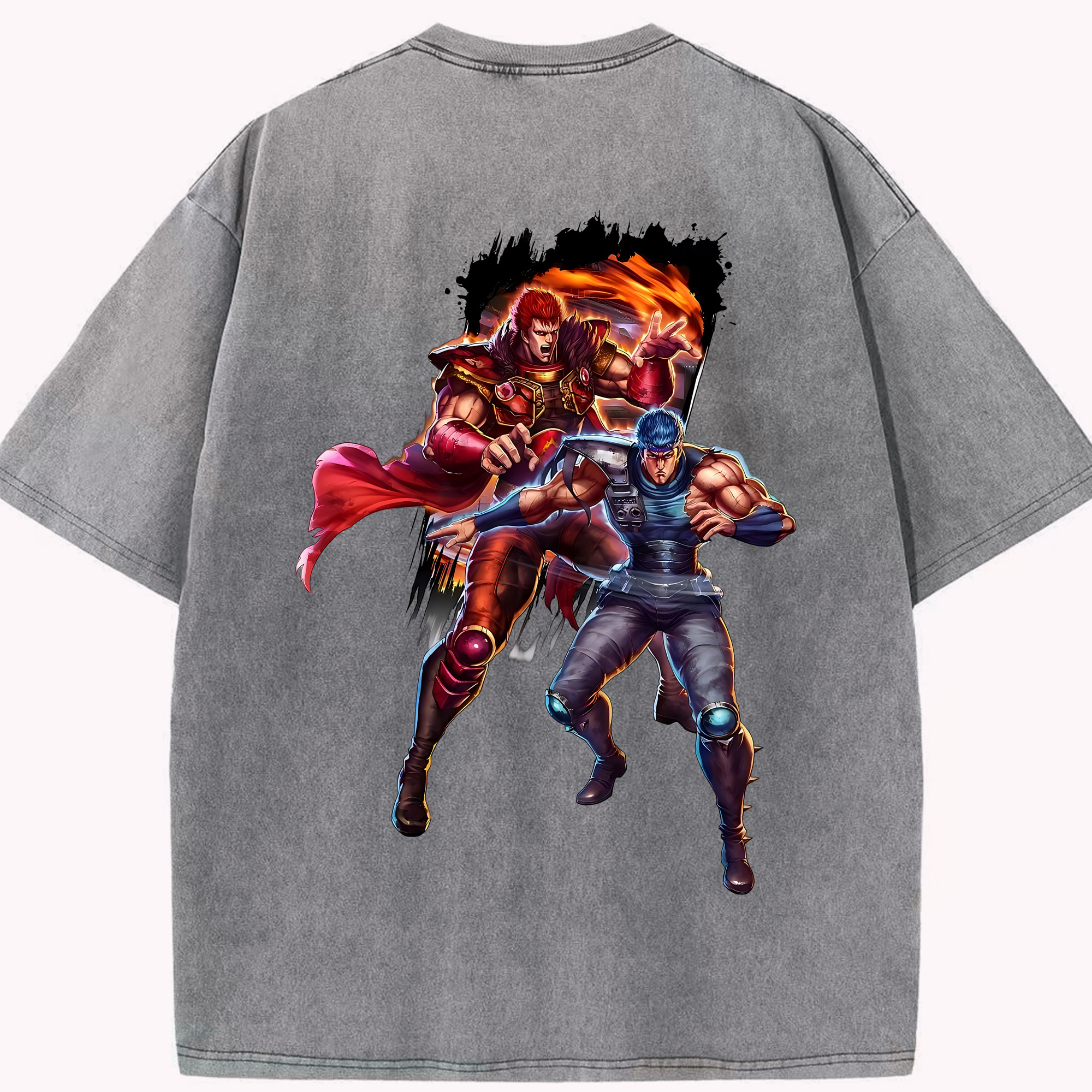 （画像用） 北斗の拳 Fist of the North Star 綿100% ヴィンテージ風 半袖Tシャツ（背面プリント）