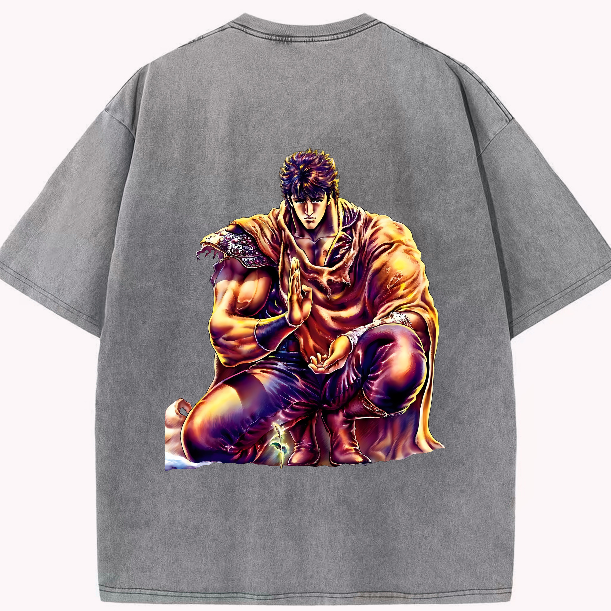 （画像用） 北斗の拳 Fist of the North Star 綿100% ヴィンテージ風 半袖Tシャツ（背面プリント）