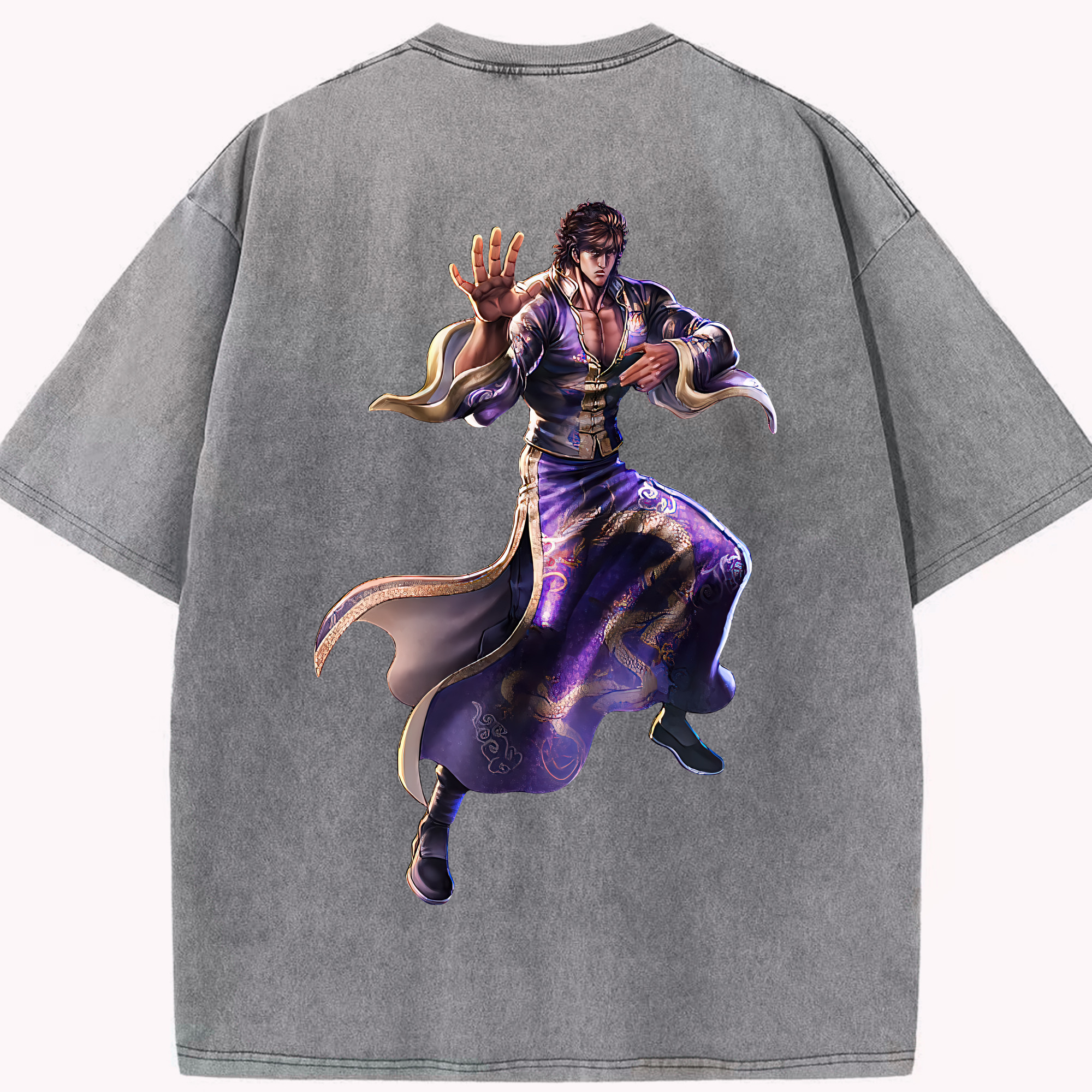 （画像用） 北斗の拳 Fist of the North Star 綿100% ヴィンテージ風 半袖Tシャツ（背面プリント）