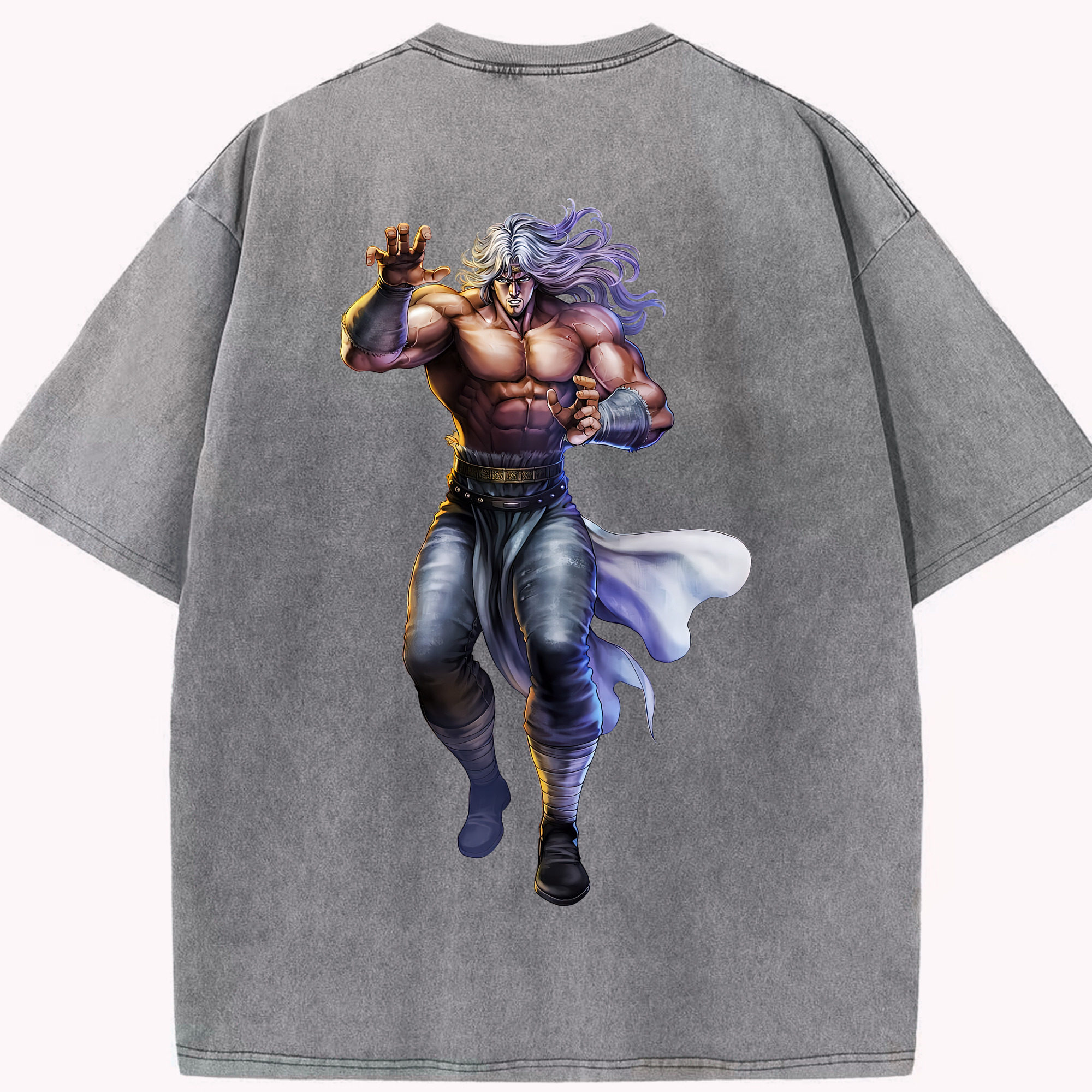 （画像用） 北斗の拳 Fist of the North Star 綿100% ヴィンテージ風 半袖Tシャツ（背面プリント）