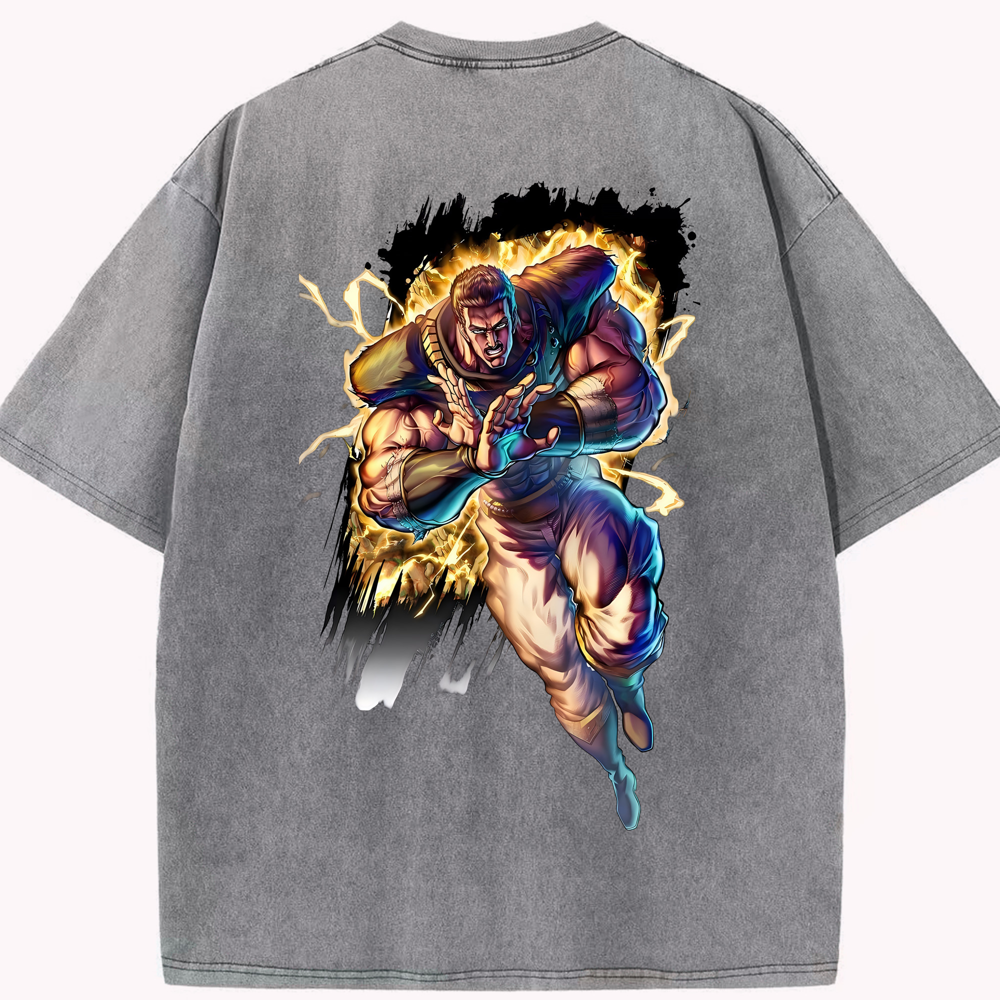 （画像用） 北斗の拳 Fist of the North Star 綿100% ヴィンテージ風 半袖Tシャツ（背面プリント）