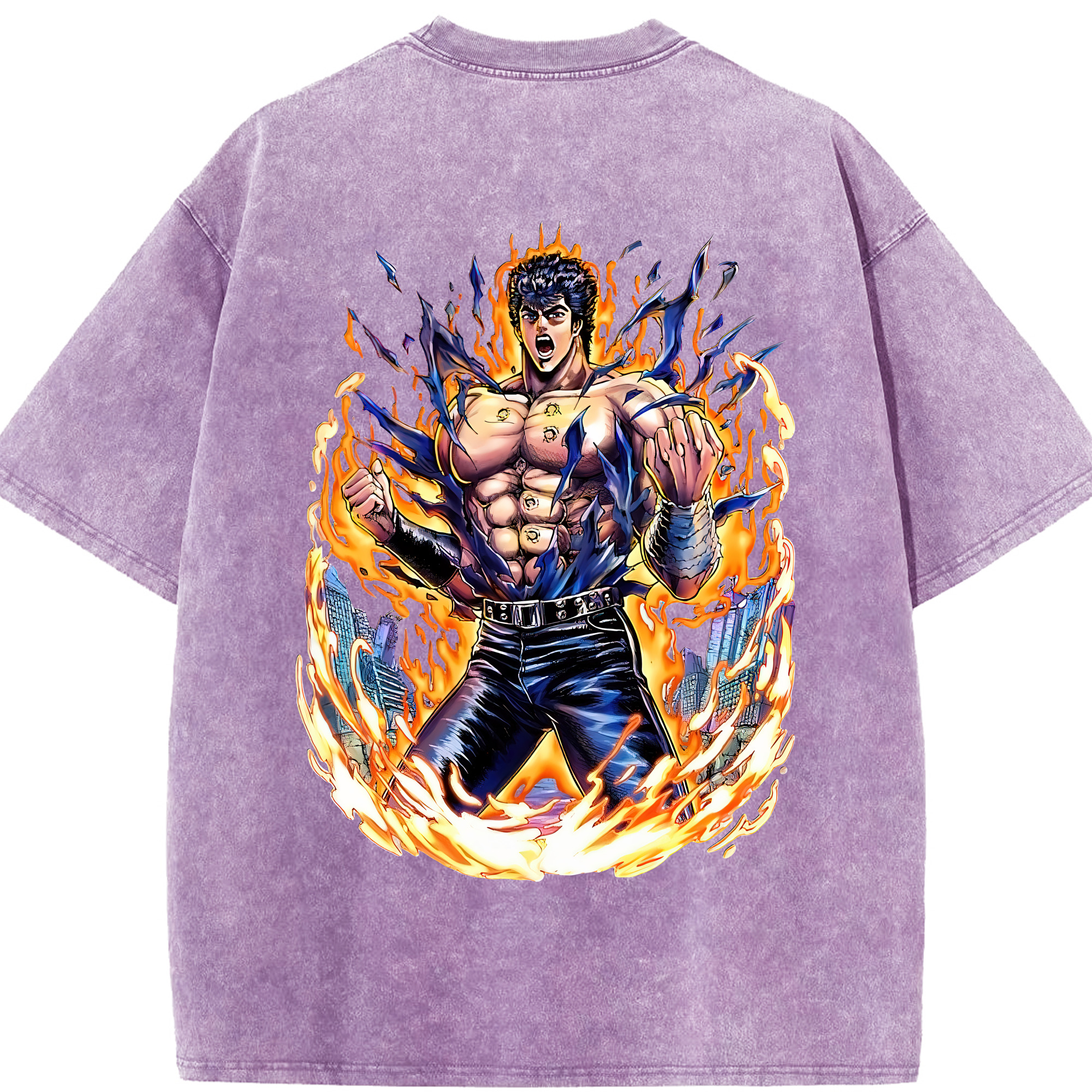 （画像用） 北斗の拳 Fist of the North Star 綿100% ヴィンテージ風 半袖Tシャツ（背面プリント）