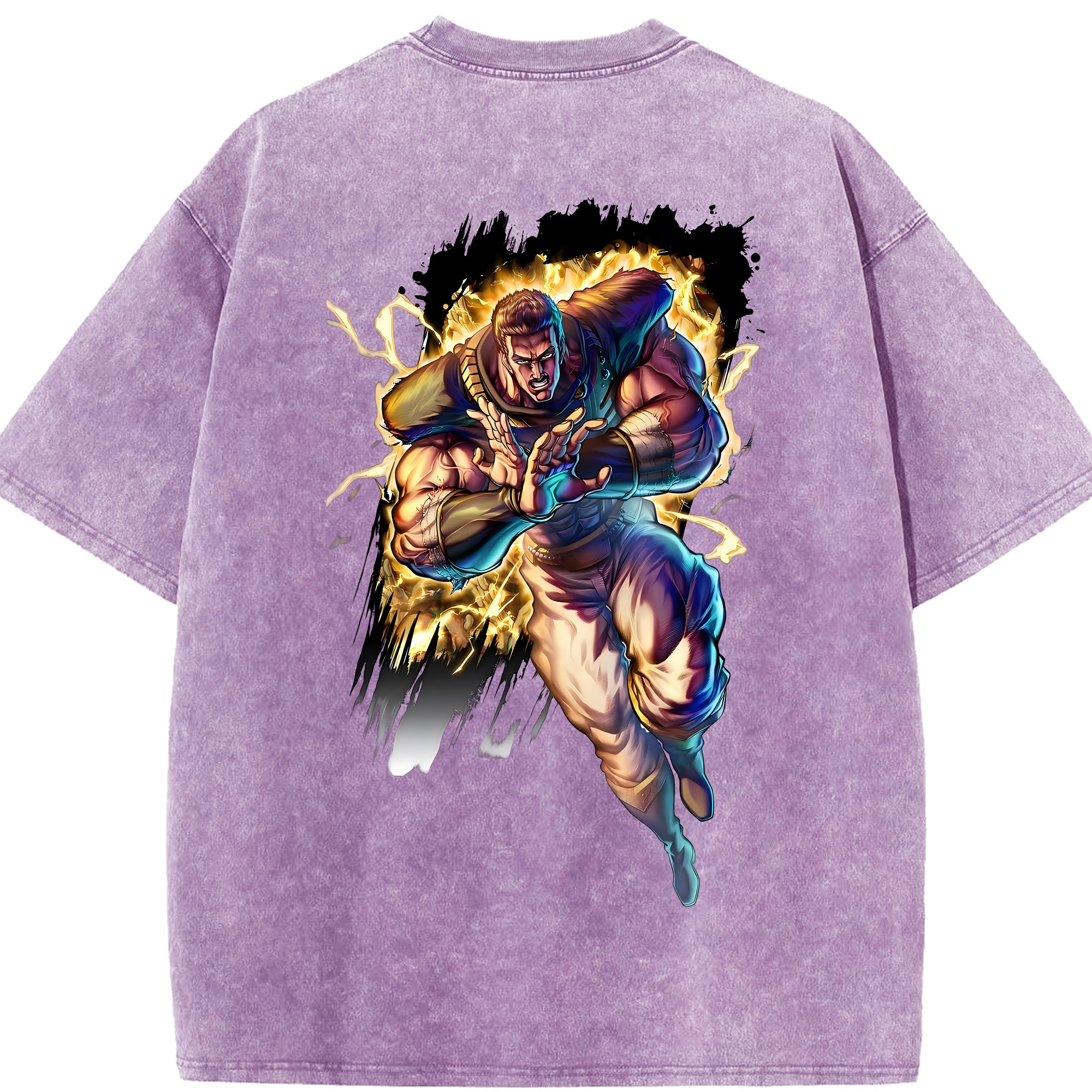 （画像用） 北斗の拳 Fist of the North Star 綿100% ヴィンテージ風 半袖Tシャツ（背面プリント）