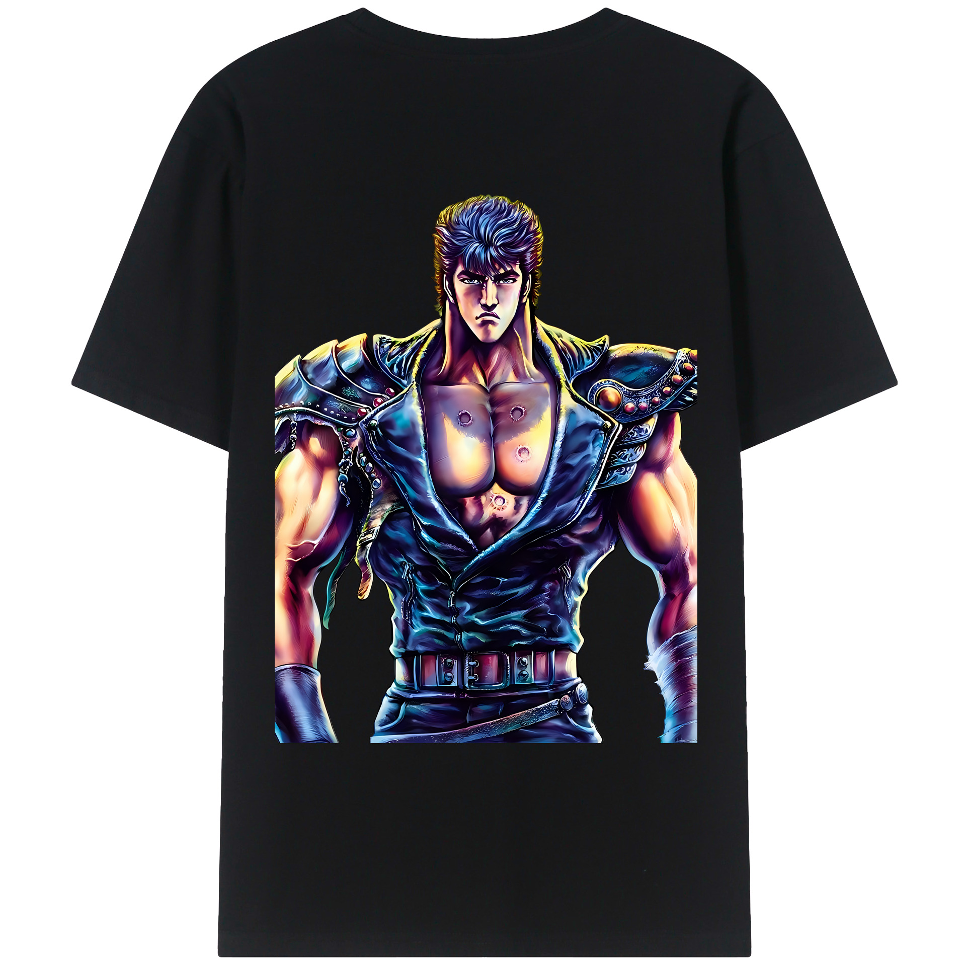 （画像用） 北斗の拳 Fist of the North Star 綿100％ メンズ半袖Tシャツ（バックプリント） 通気性
