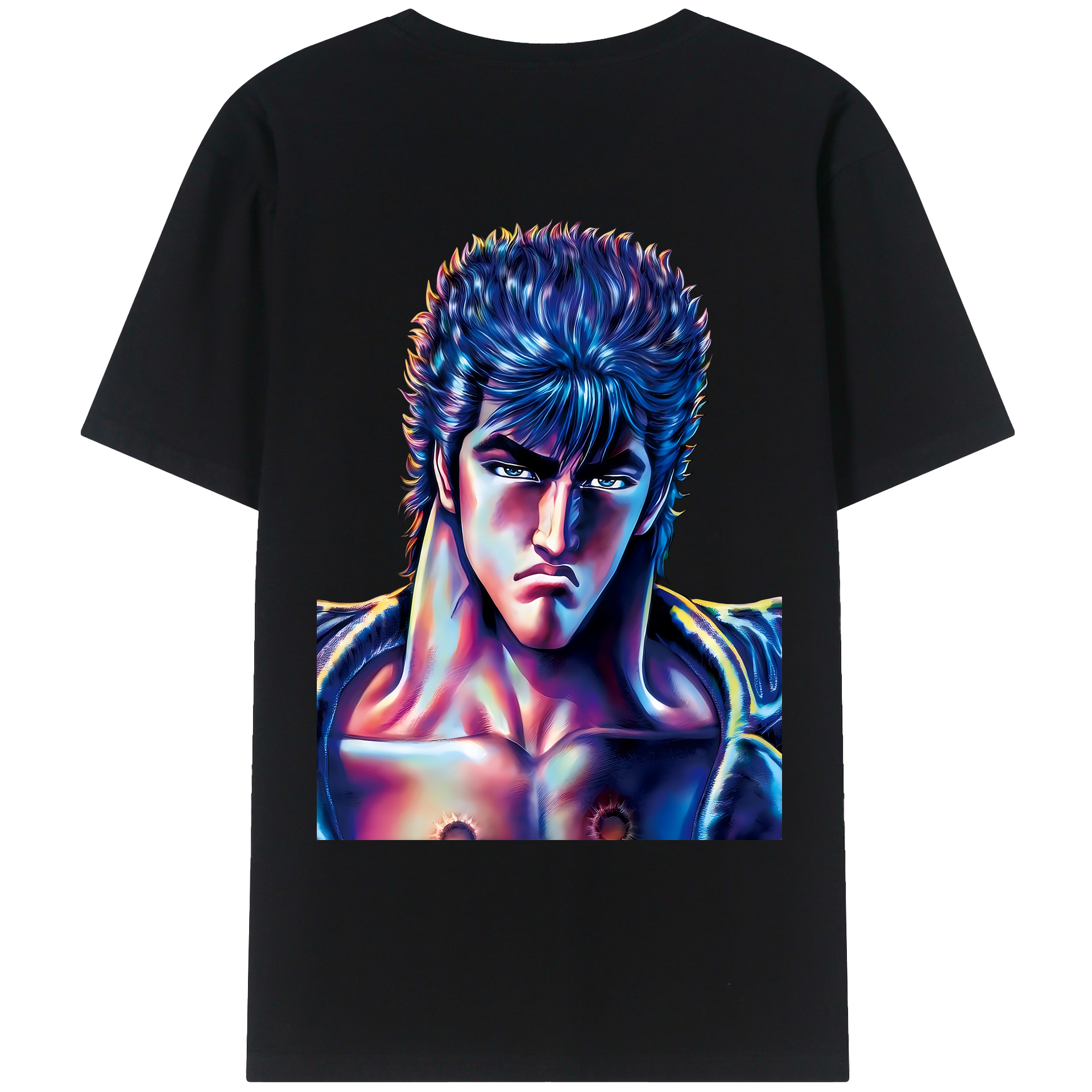 （画像用） 北斗の拳 Fist of the North Star 綿100％ メンズ半袖Tシャツ（バックプリント） 通気性