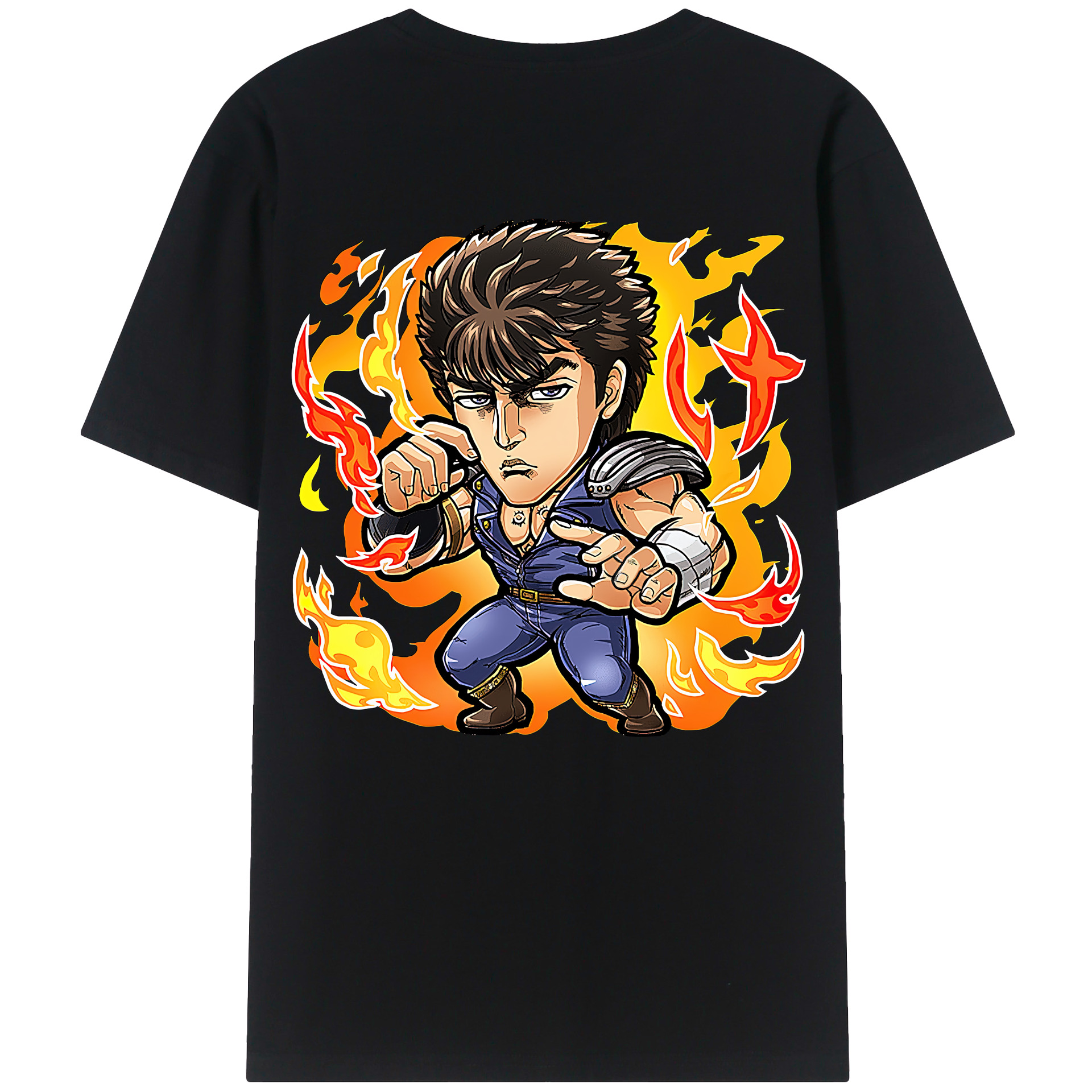 （画像用） 北斗の拳 Fist of the North Star 綿100％ メンズ半袖Tシャツ（バックプリント） 通気性