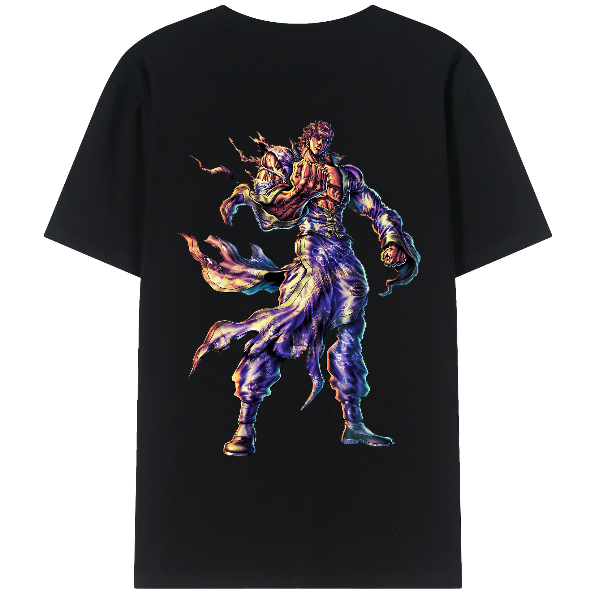 （画像用） 北斗の拳 Fist of the North Star 綿100％ メンズ半袖Tシャツ（バックプリント） 通気性