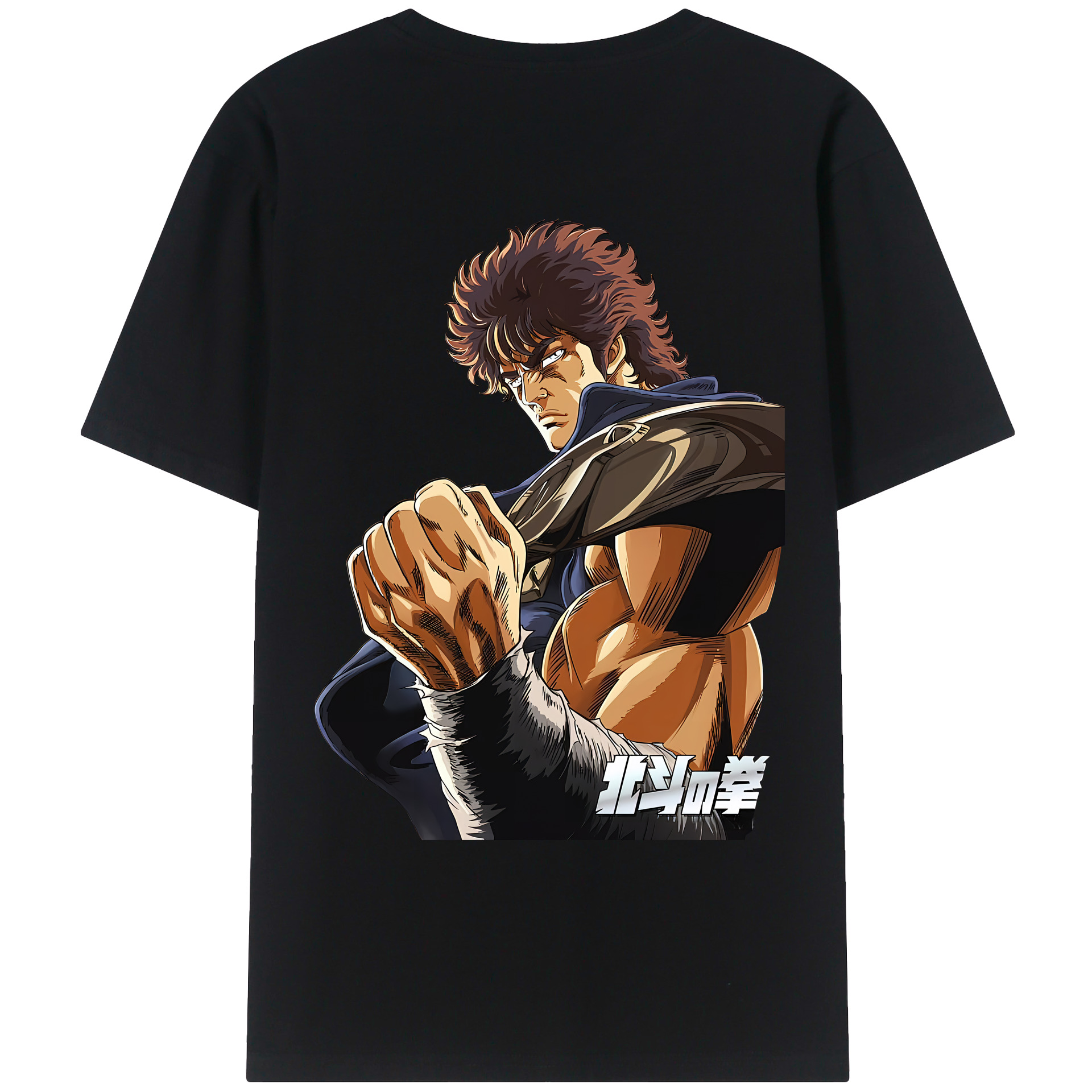 （画像用） 北斗の拳 Fist of the North Star 綿100％ メンズ半袖Tシャツ（バックプリント） 通気性