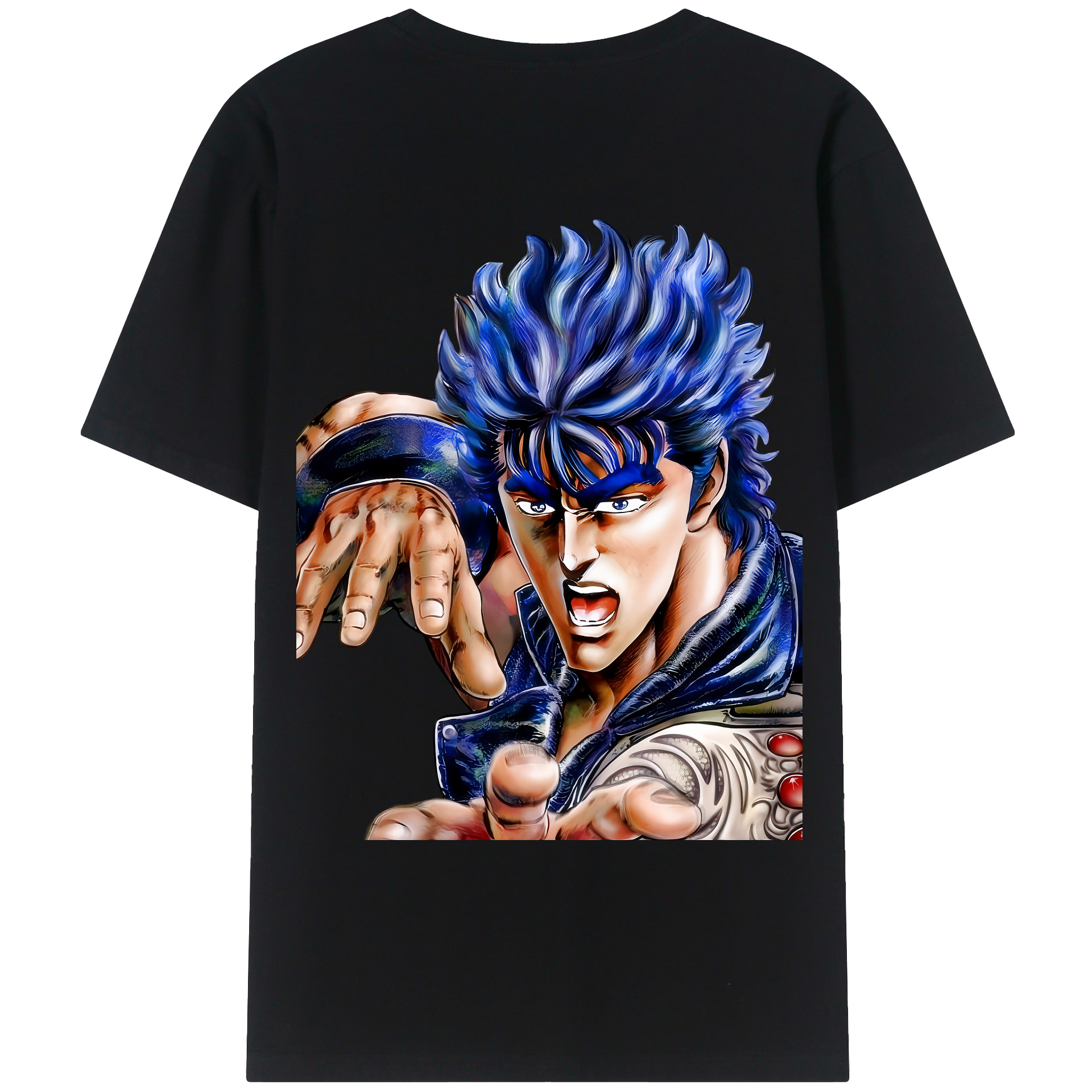 （画像用） 北斗の拳 Fist of the North Star 綿100％ メンズ半袖Tシャツ（バックプリント） 通気性