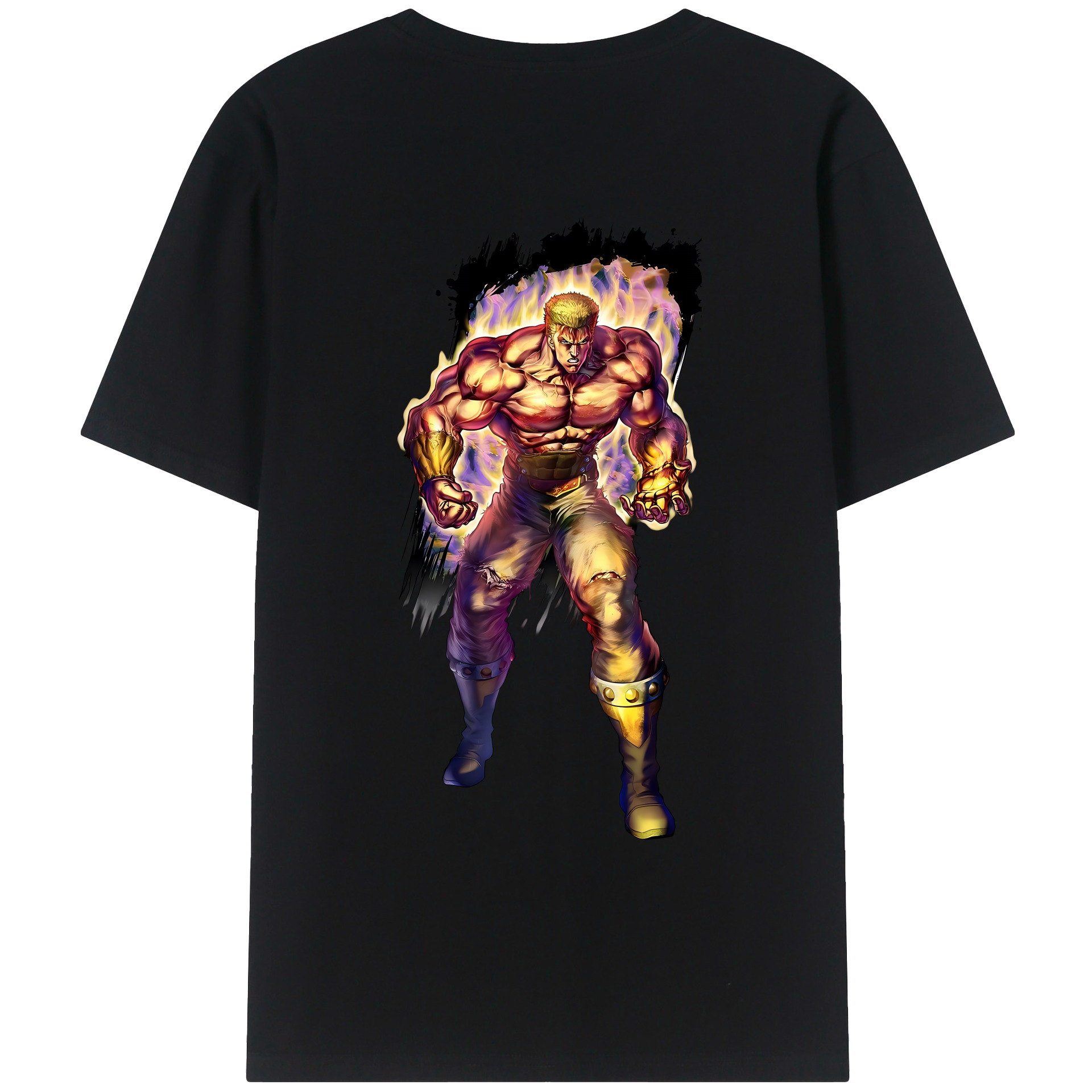 （画像用） 北斗の拳 Fist of the North Star 綿100％ メンズ半袖Tシャツ（バックプリント） 通気性
