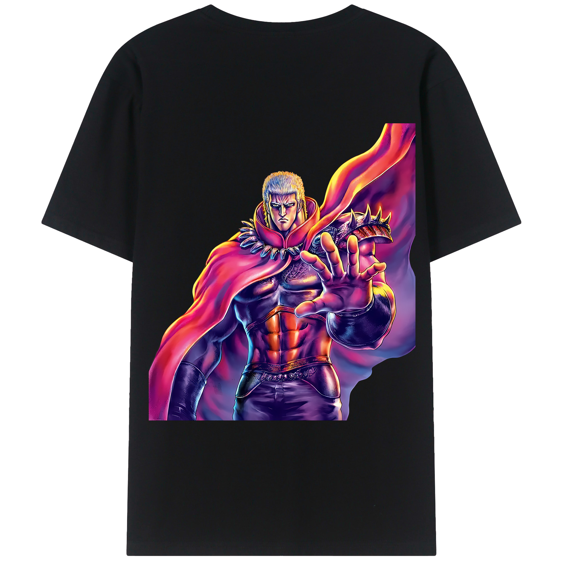 （画像用） 北斗の拳 Fist of the North Star 綿100％ メンズ半袖Tシャツ（バックプリント） 通気性