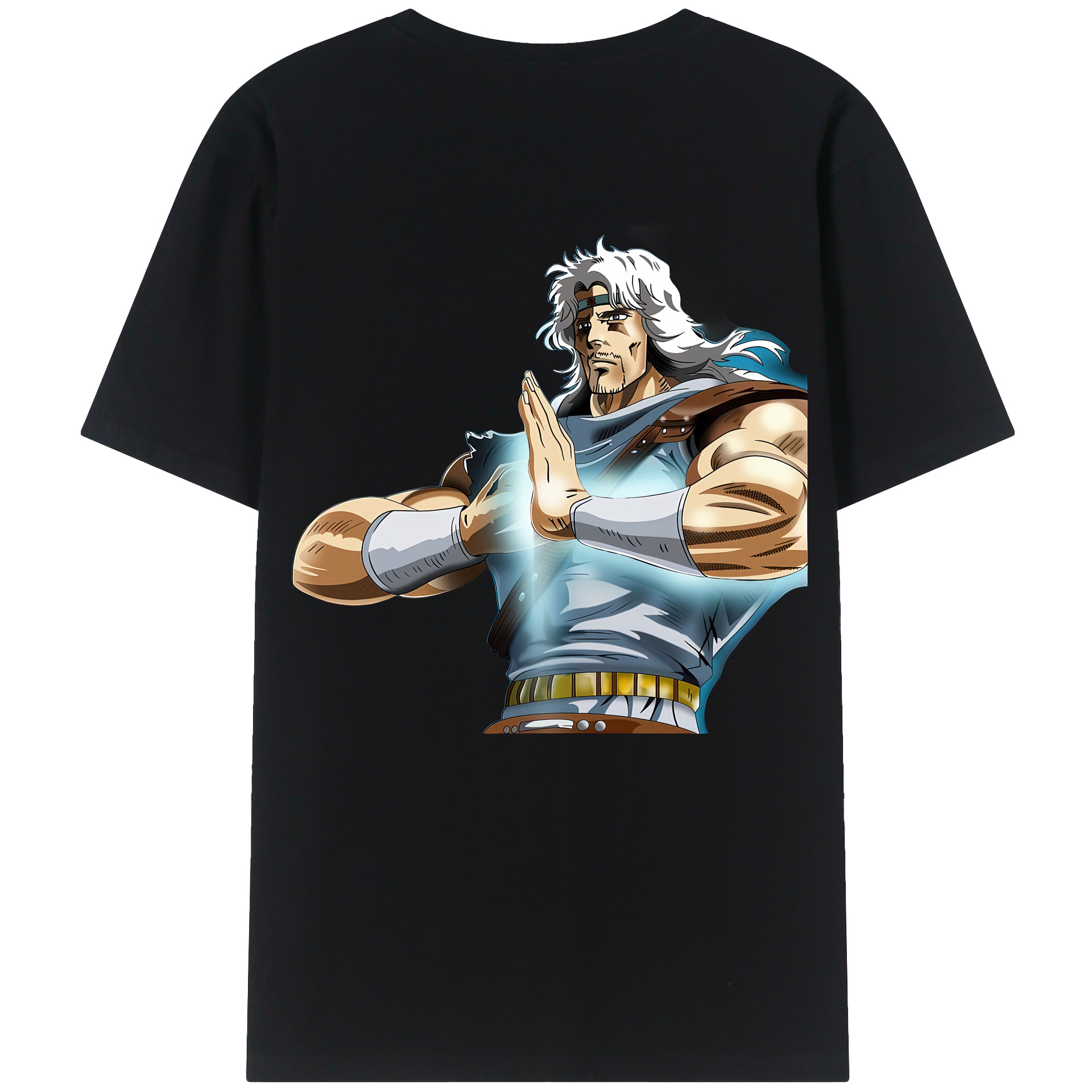 （画像用） 北斗の拳 Fist of the North Star 綿100％ メンズ半袖Tシャツ（バックプリント） 通気性