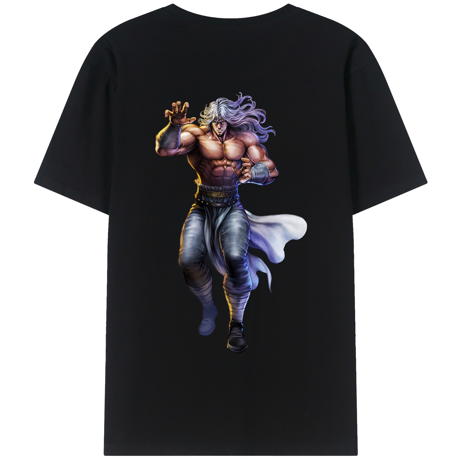 （画像用） 北斗の拳 Fist of the North Star 綿100％ メンズ半袖Tシャツ（バックプリント） 通気性
