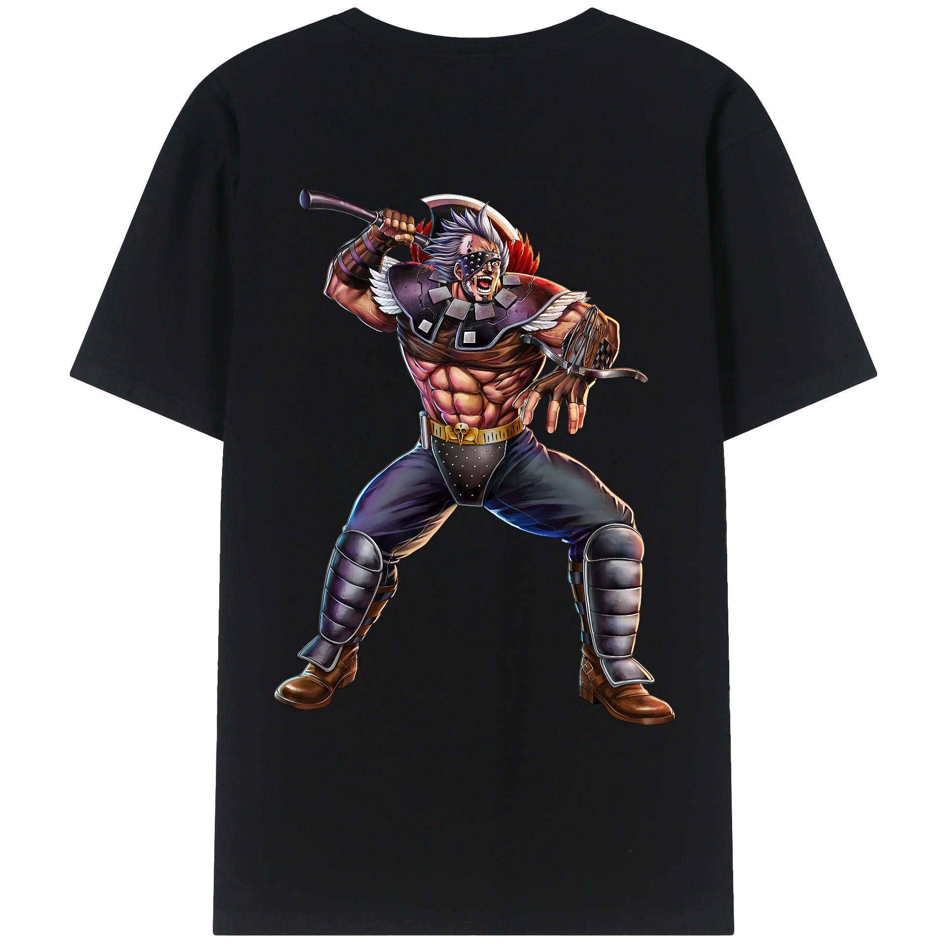 （画像用） 北斗の拳 Fist of the North Star 綿100％ メンズ半袖Tシャツ（バックプリント） 通気性