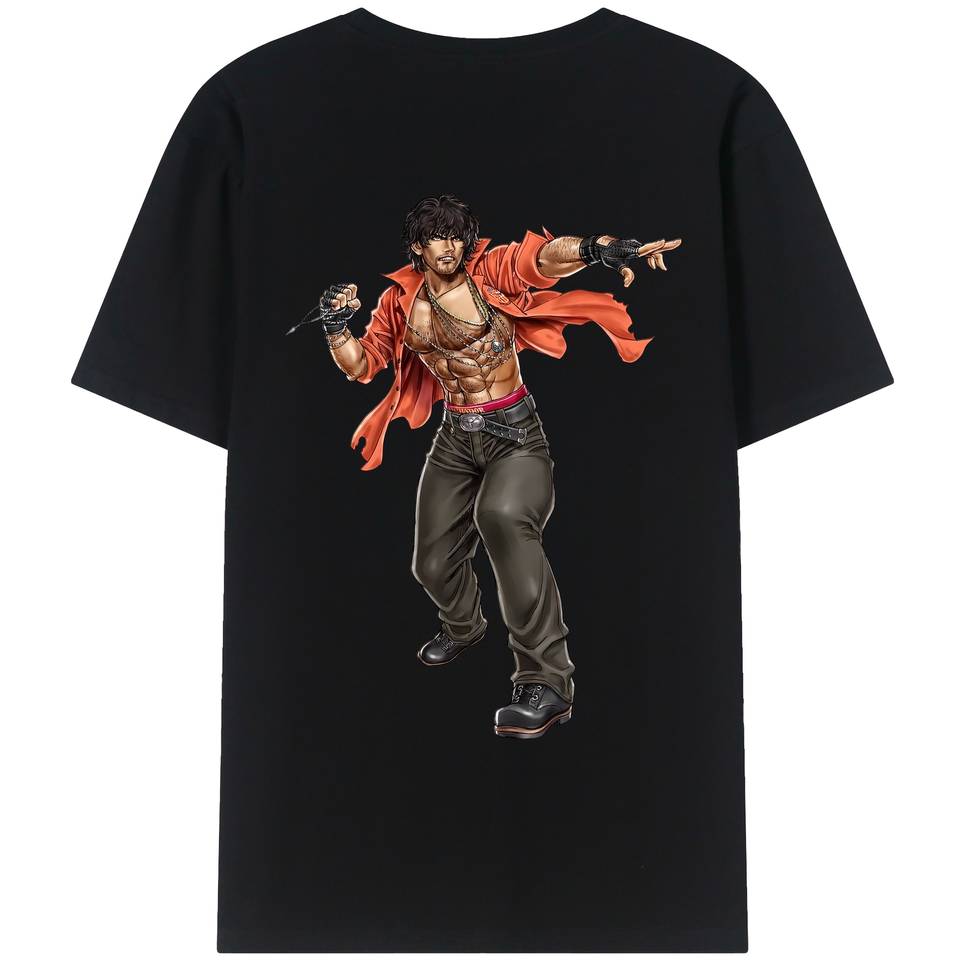 （画像用） 北斗の拳 Fist of the North Star 綿100％ メンズ半袖Tシャツ（バックプリント） 通気性