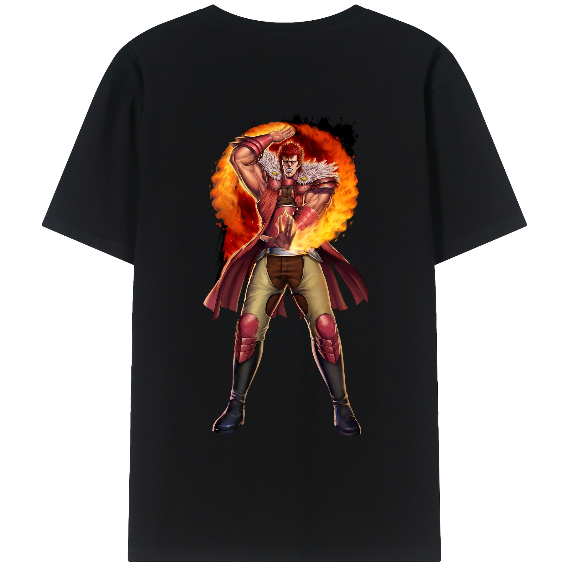 （画像用） 北斗の拳 Fist of the North Star 綿100％ メンズ半袖Tシャツ（バックプリント） 通気性