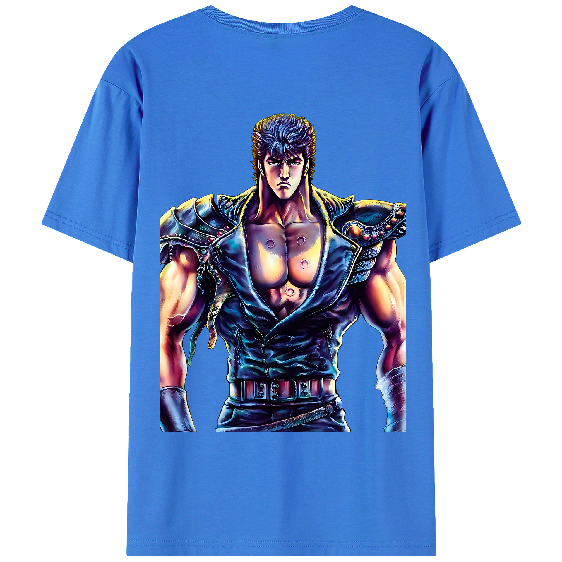 （画像用） 北斗の拳 Fist of the North Star 綿100％ メンズ半袖Tシャツ（バックプリント） 通気性