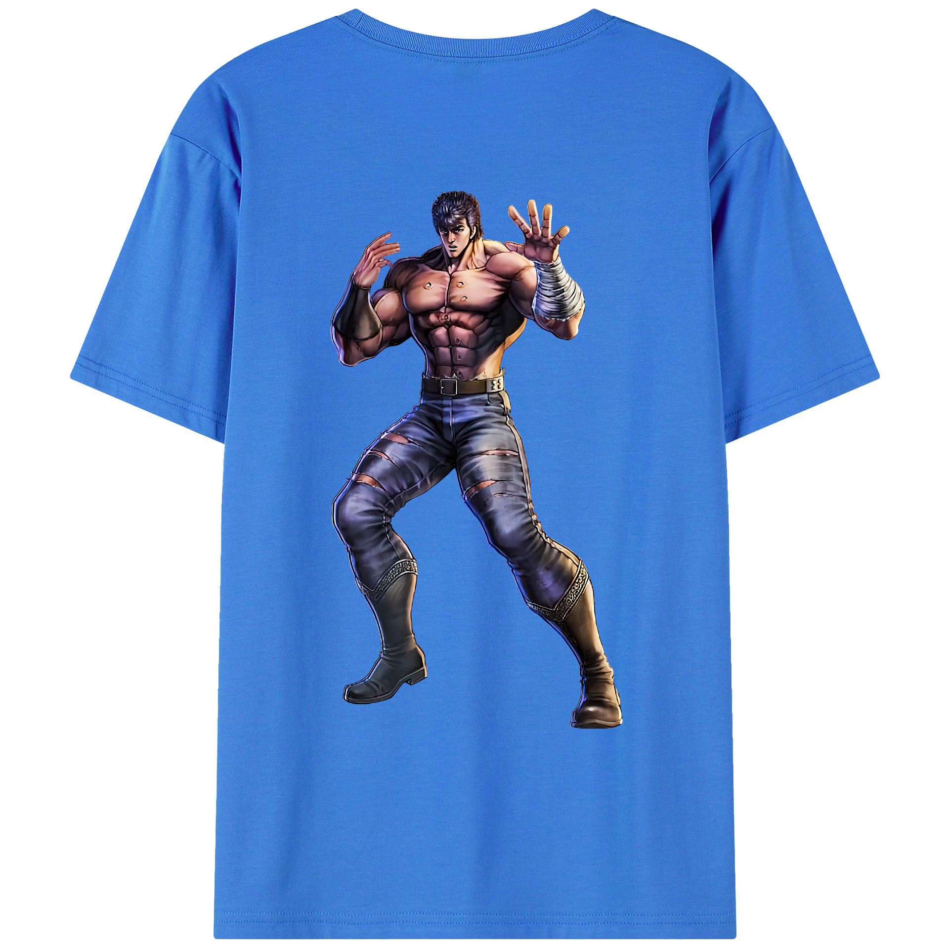 （画像用） 北斗の拳 Fist of the North Star 綿100％ メンズ半袖Tシャツ（バックプリント） 通気性