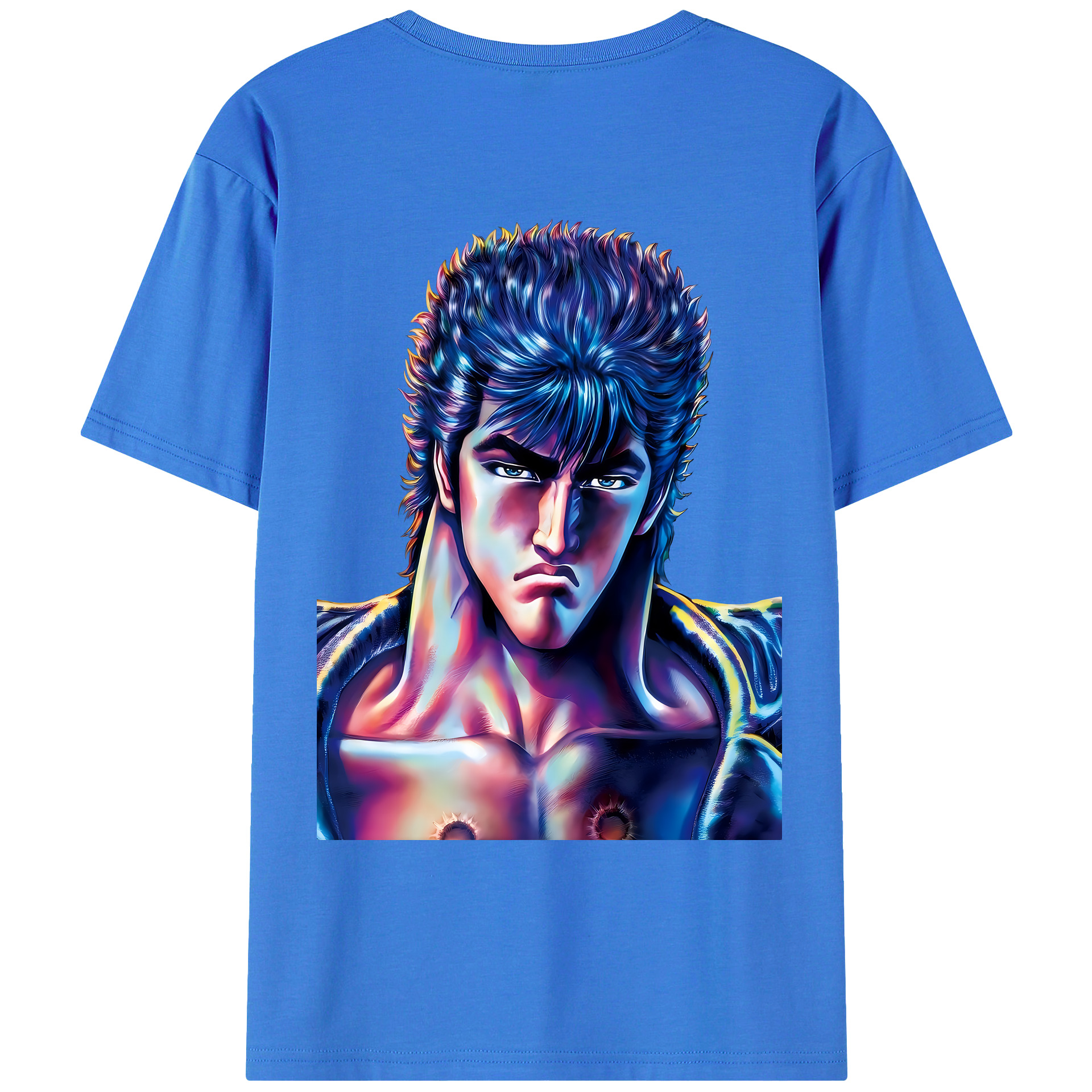 （画像用） 北斗の拳 Fist of the North Star 綿100％ メンズ半袖Tシャツ（バックプリント） 通気性