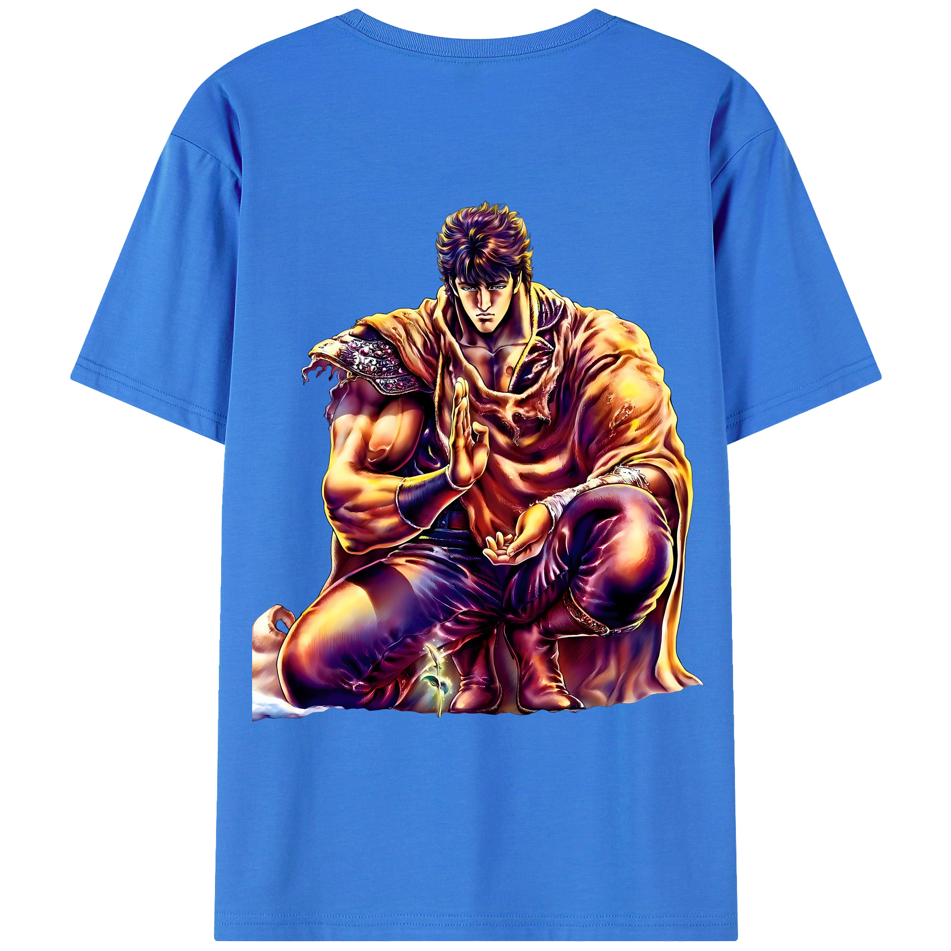（画像用） 北斗の拳 Fist of the North Star 綿100％ メンズ半袖Tシャツ（バックプリント） 通気性