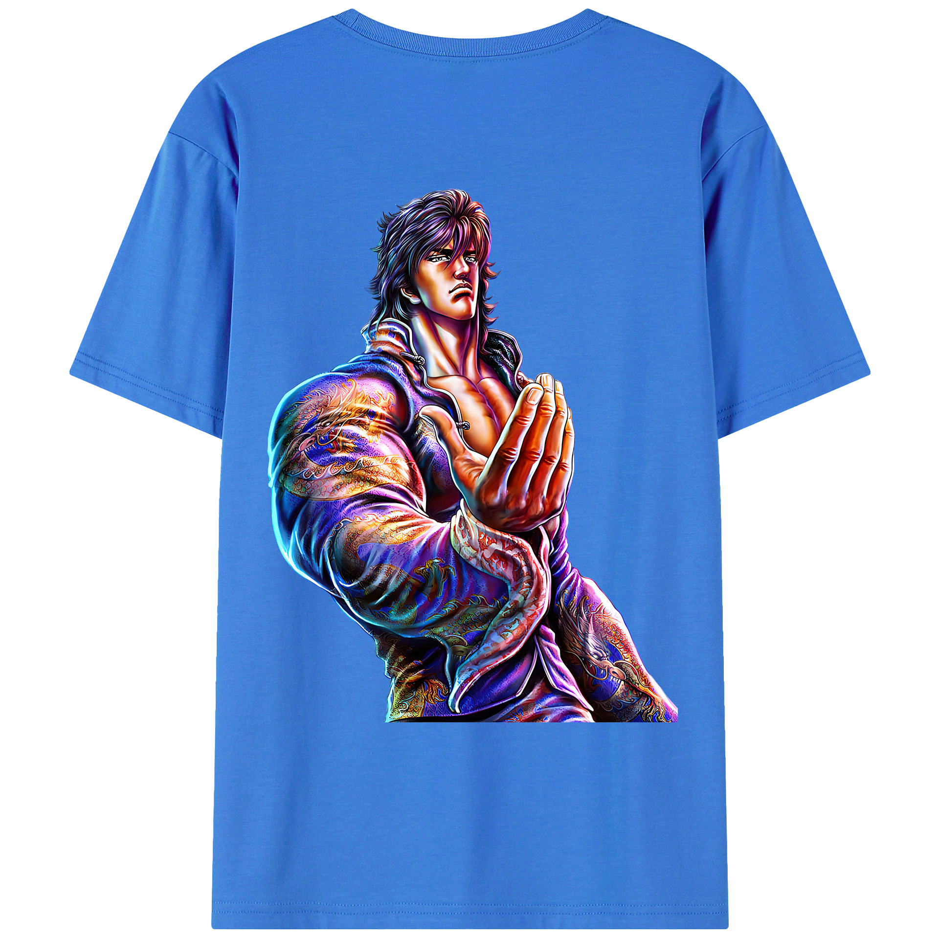 （画像用） 北斗の拳 Fist of the North Star 綿100％ メンズ半袖Tシャツ（バックプリント） 通気性