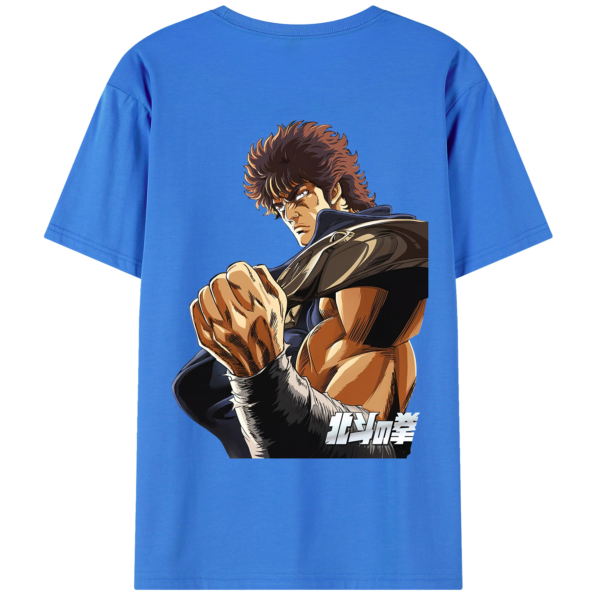 （画像用） 北斗の拳 Fist of the North Star 綿100％ メンズ半袖Tシャツ（バックプリント） 通気性