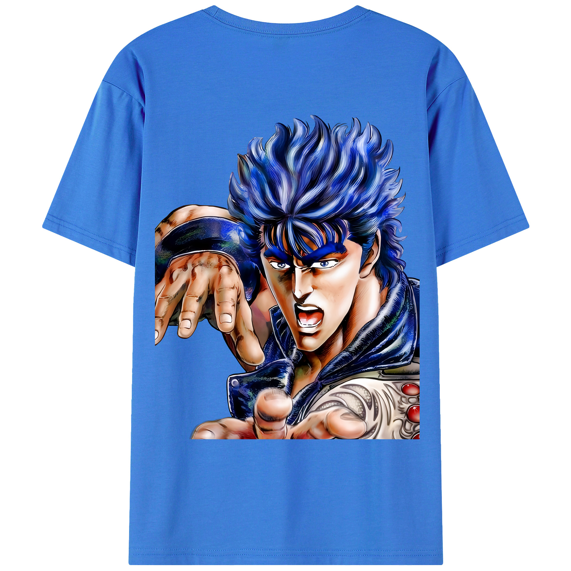 （画像用） 北斗の拳 Fist of the North Star 綿100％ メンズ半袖Tシャツ（バックプリント） 通気性