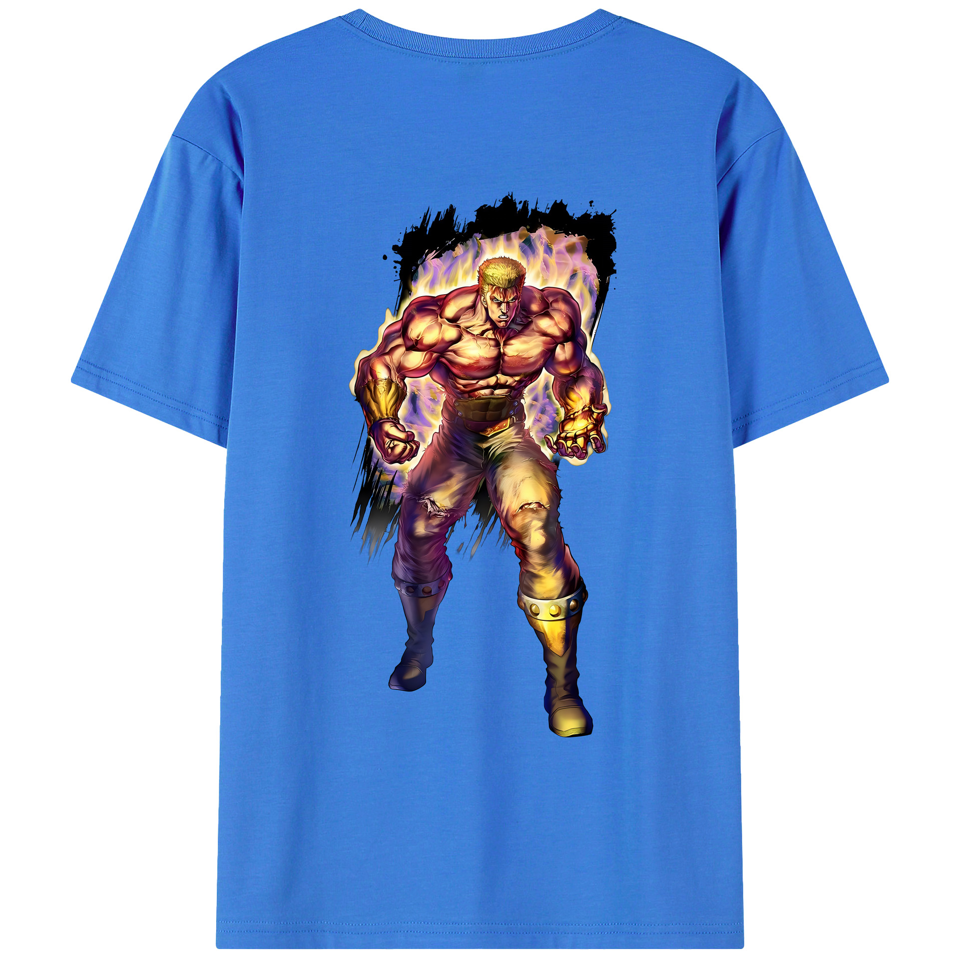 （画像用） 北斗の拳 Fist of the North Star 綿100％ メンズ半袖Tシャツ（バックプリント） 通気性
