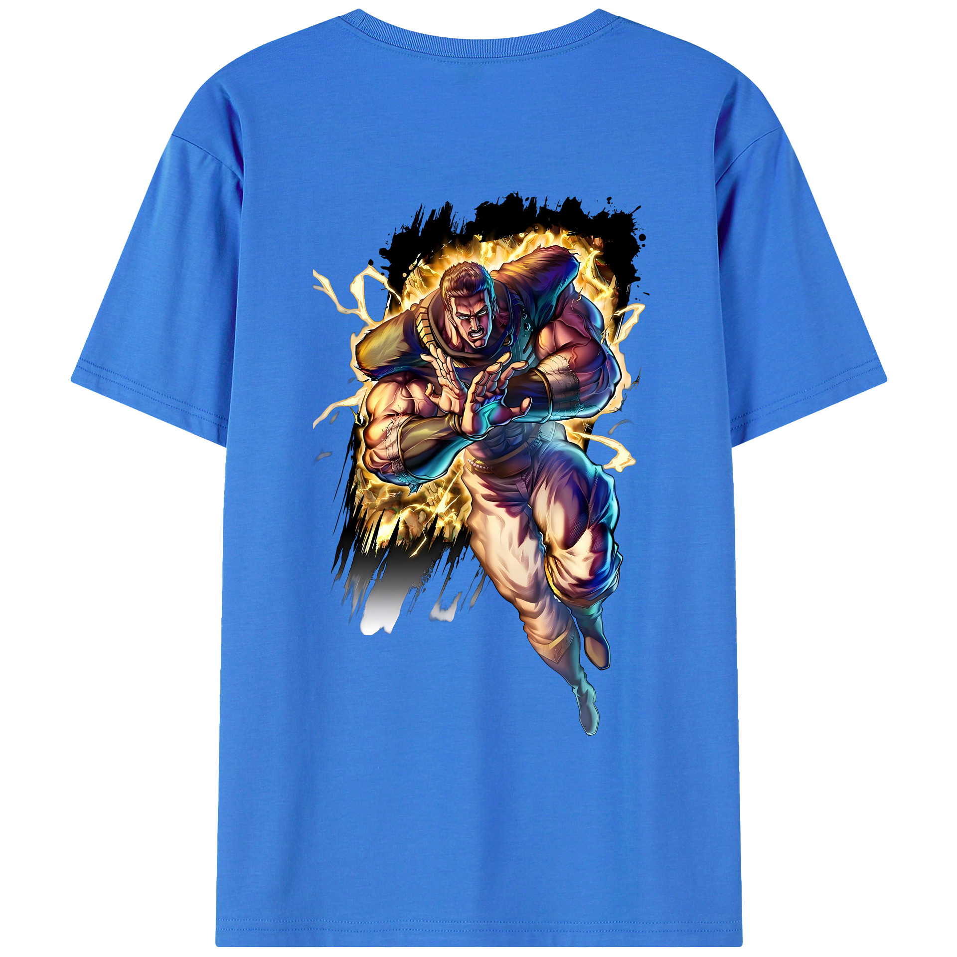 （画像用） 北斗の拳 Fist of the North Star 綿100％ メンズ半袖Tシャツ（バックプリント） 通気性