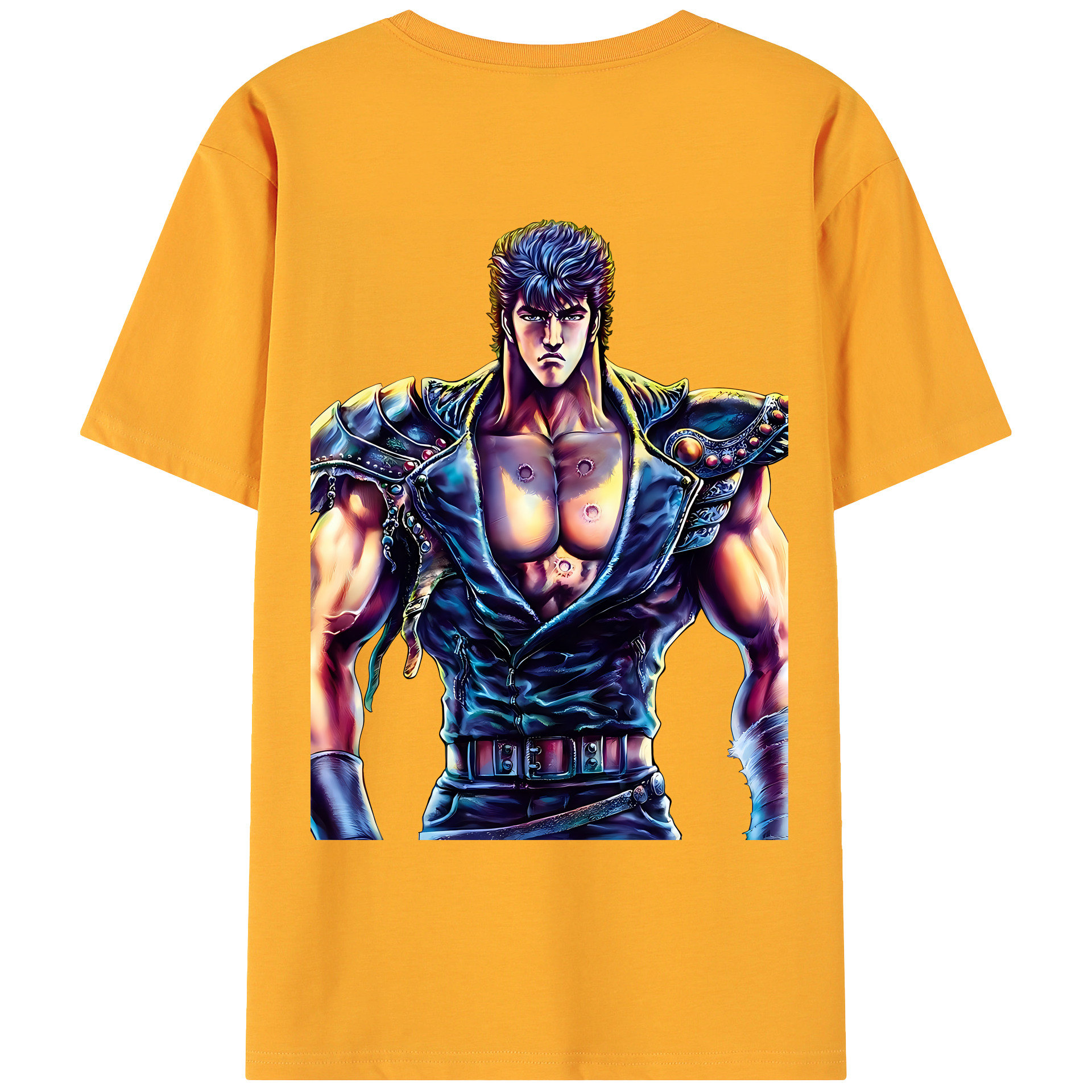 （画像用） 北斗の拳 Fist of the North Star 綿100％ メンズ半袖Tシャツ（バックプリント） 通気性