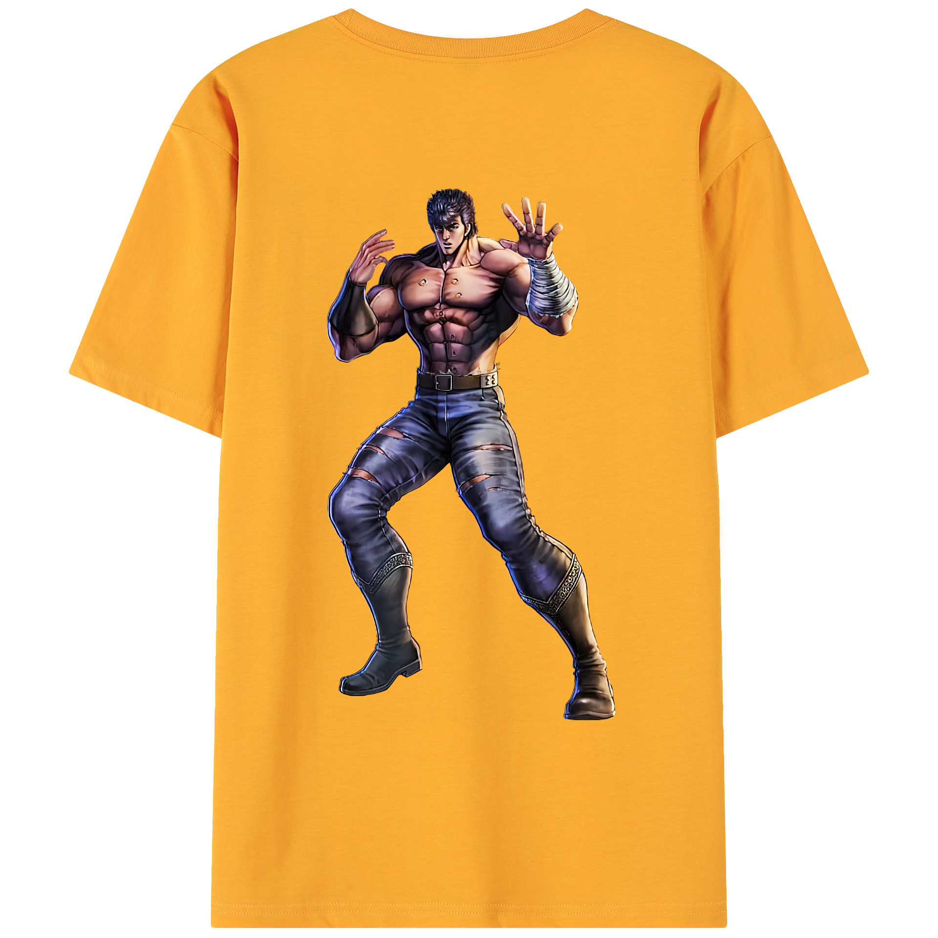 （画像用） 北斗の拳 Fist of the North Star 綿100％ メンズ半袖Tシャツ（バックプリント） 通気性