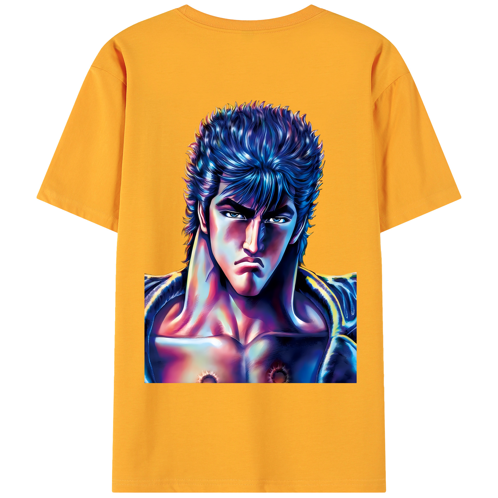 （画像用） 北斗の拳 Fist of the North Star 綿100％ メンズ半袖Tシャツ（バックプリント） 通気性