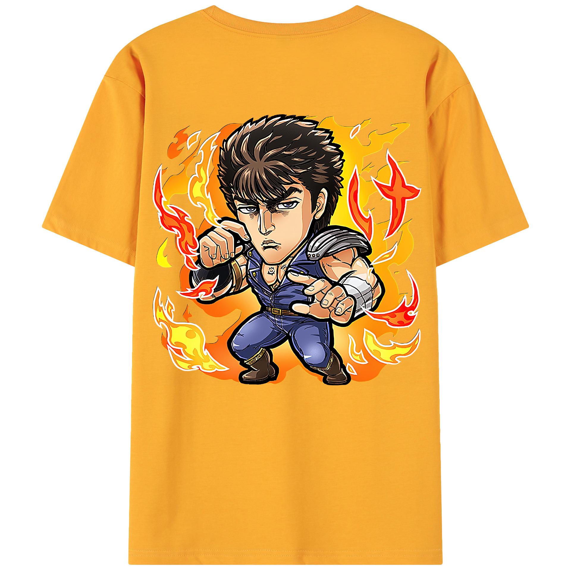（画像用） 北斗の拳 Fist of the North Star 綿100％ メンズ半袖Tシャツ（バックプリント） 通気性