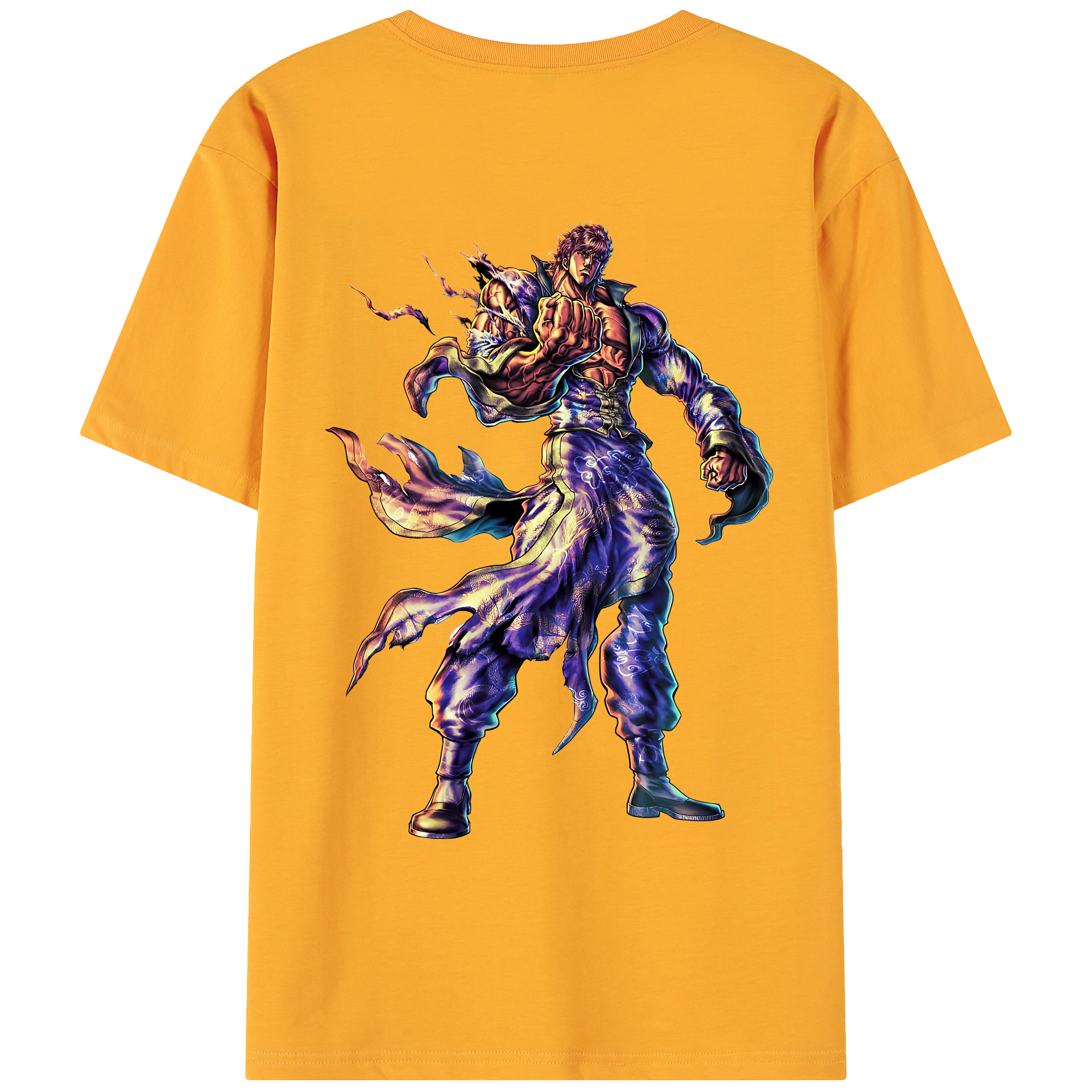 （画像用） 北斗の拳 Fist of the North Star 綿100％ メンズ半袖Tシャツ（バックプリント） 通気性