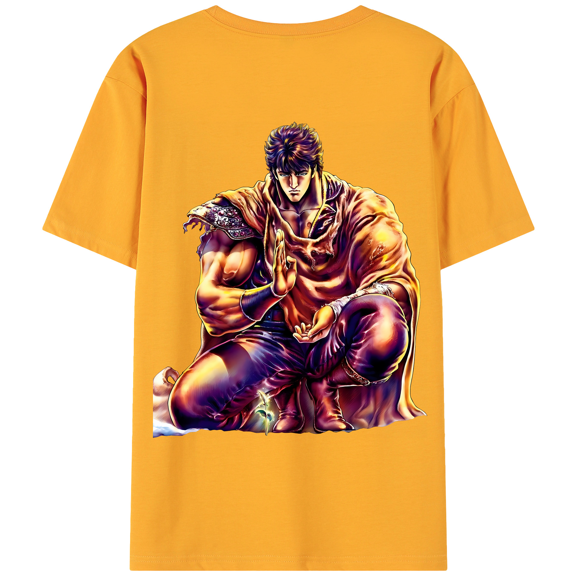 （画像用） 北斗の拳 Fist of the North Star 綿100％ メンズ半袖Tシャツ（バックプリント） 通気性