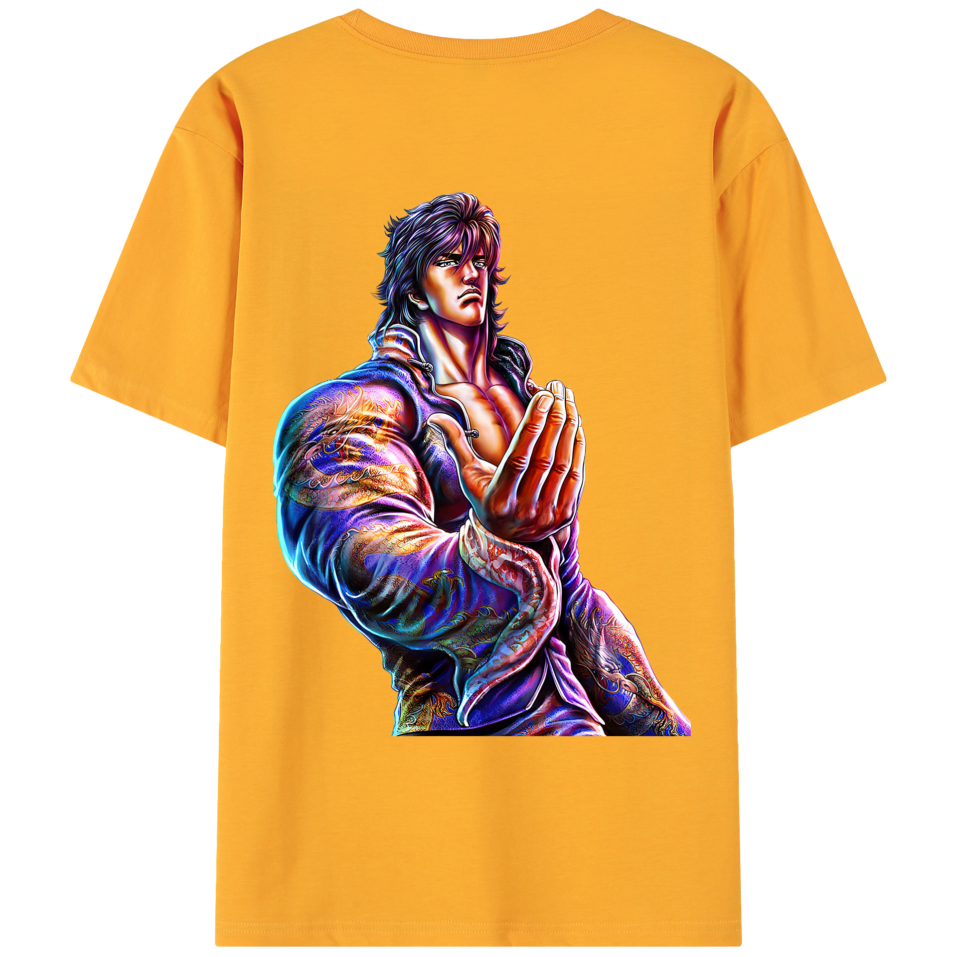（画像用） 北斗の拳 Fist of the North Star 綿100％ メンズ半袖Tシャツ（バックプリント） 通気性