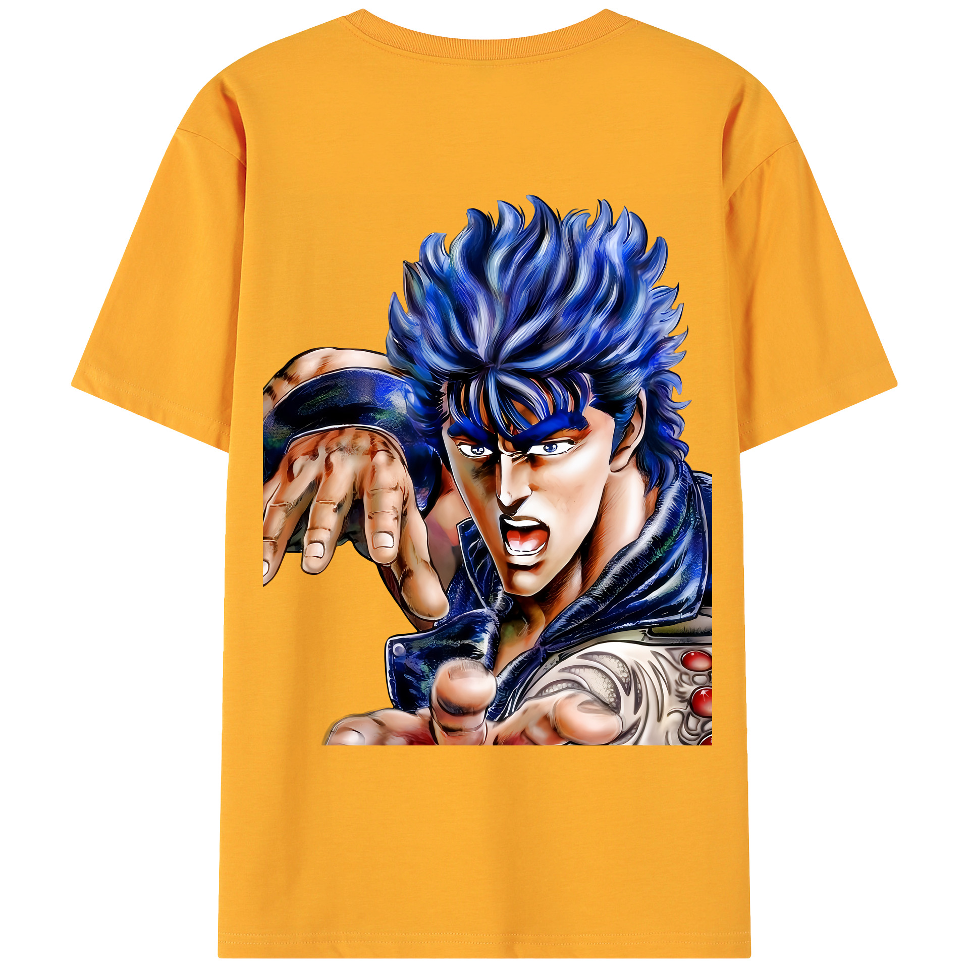 （画像用） 北斗の拳 Fist of the North Star 綿100％ メンズ半袖Tシャツ（バックプリント） 通気性