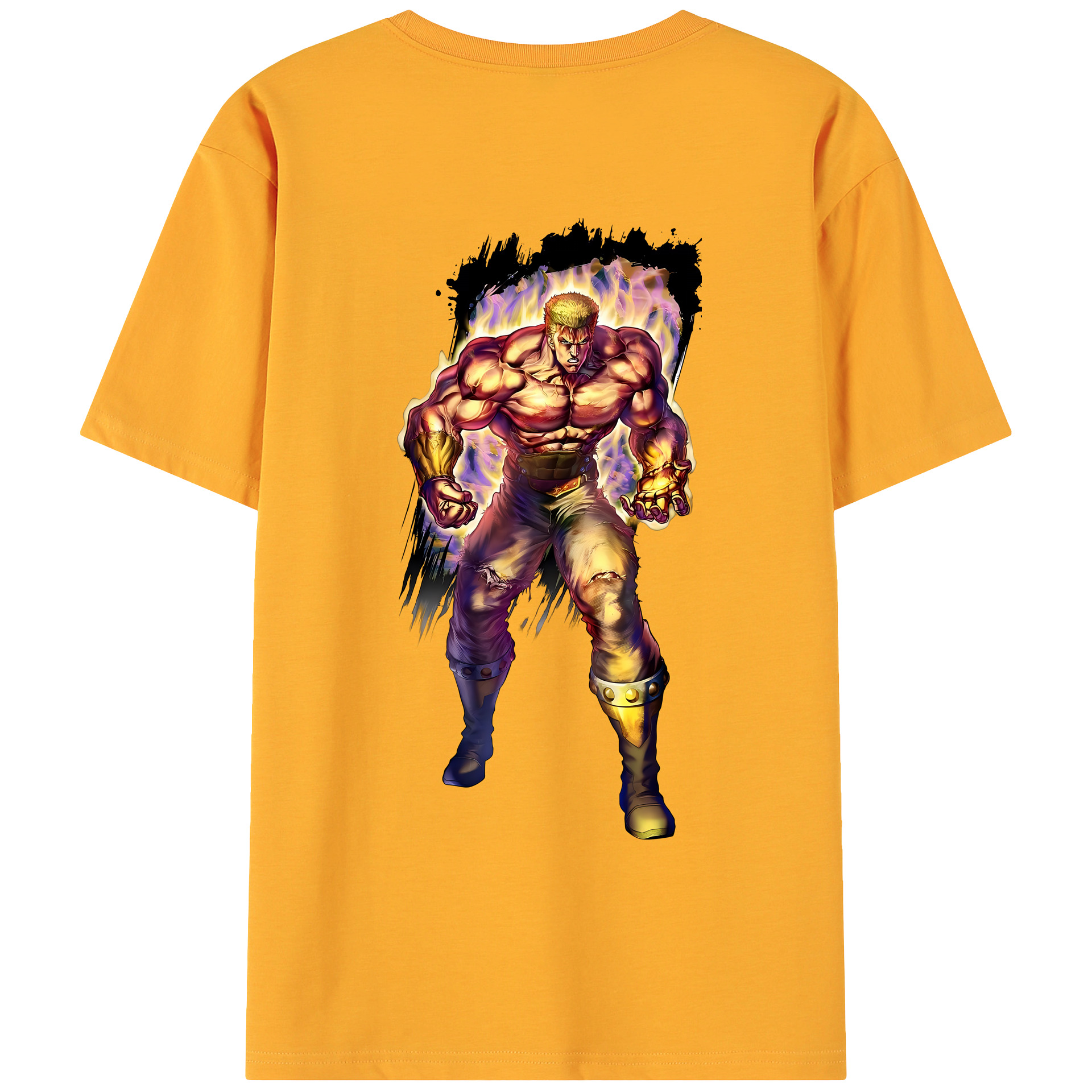 （画像用） 北斗の拳 Fist of the North Star 綿100％ メンズ半袖Tシャツ（バックプリント） 通気性