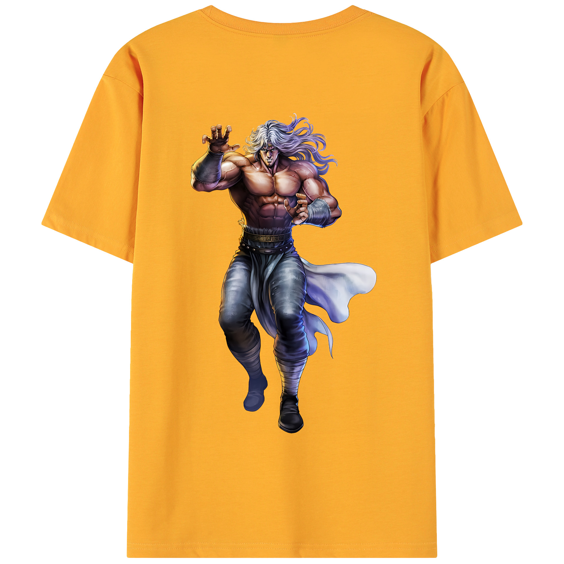 （画像用） 北斗の拳 Fist of the North Star 綿100％ メンズ半袖Tシャツ（バックプリント） 通気性