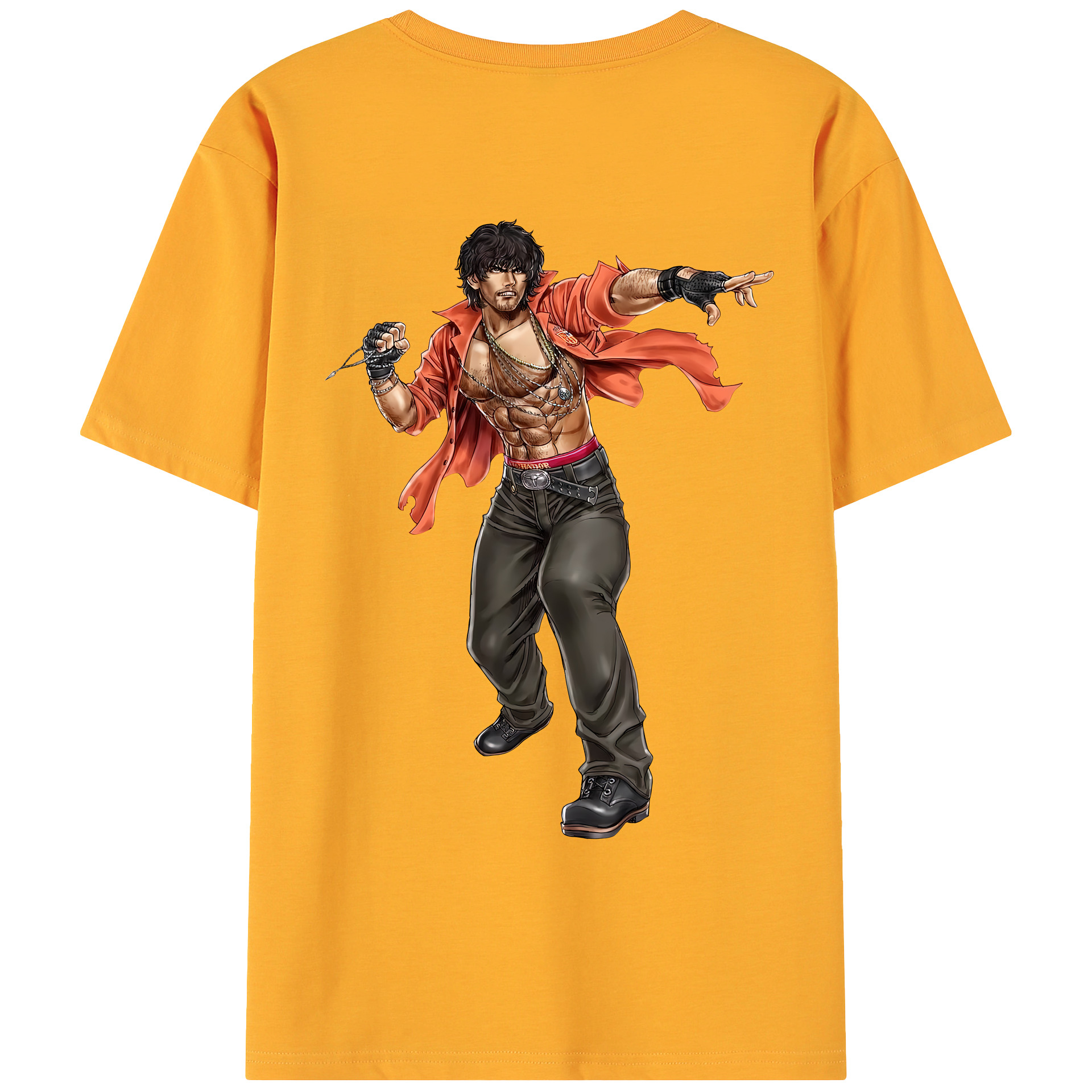 （画像用） 北斗の拳 Fist of the North Star 綿100％ メンズ半袖Tシャツ（バックプリント） 通気性