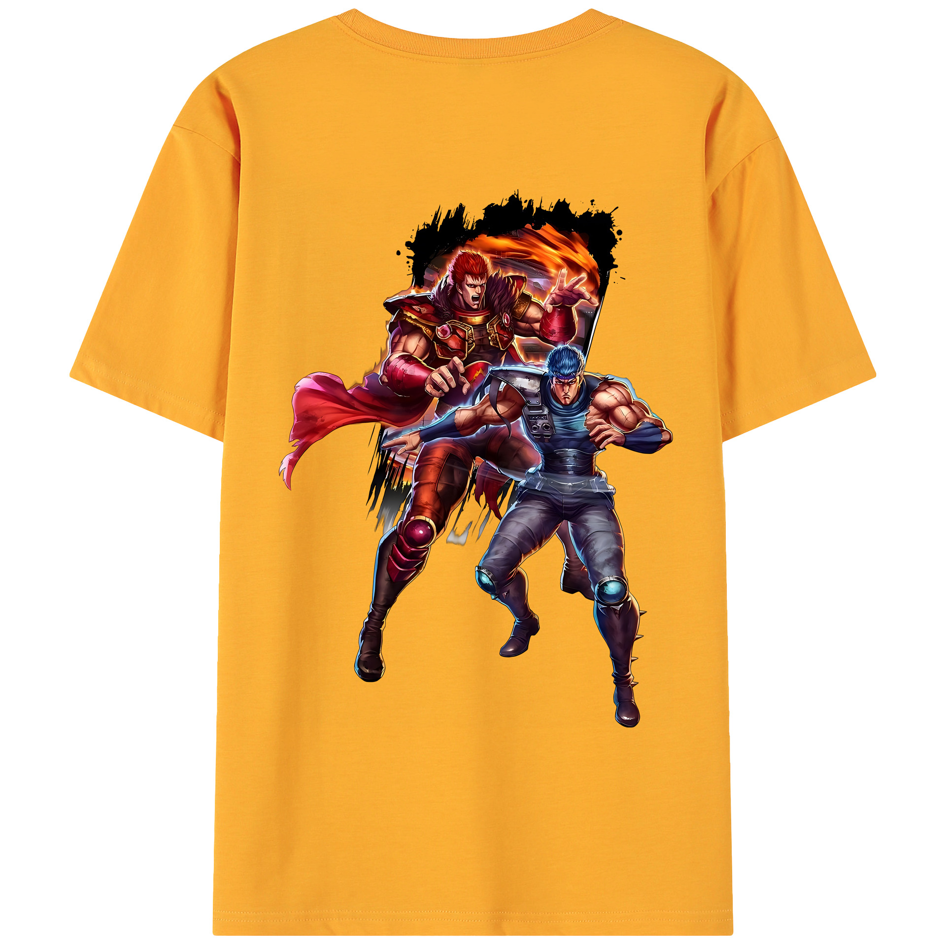 （画像用） 北斗の拳 Fist of the North Star 綿100％ メンズ半袖Tシャツ（バックプリント） 通気性