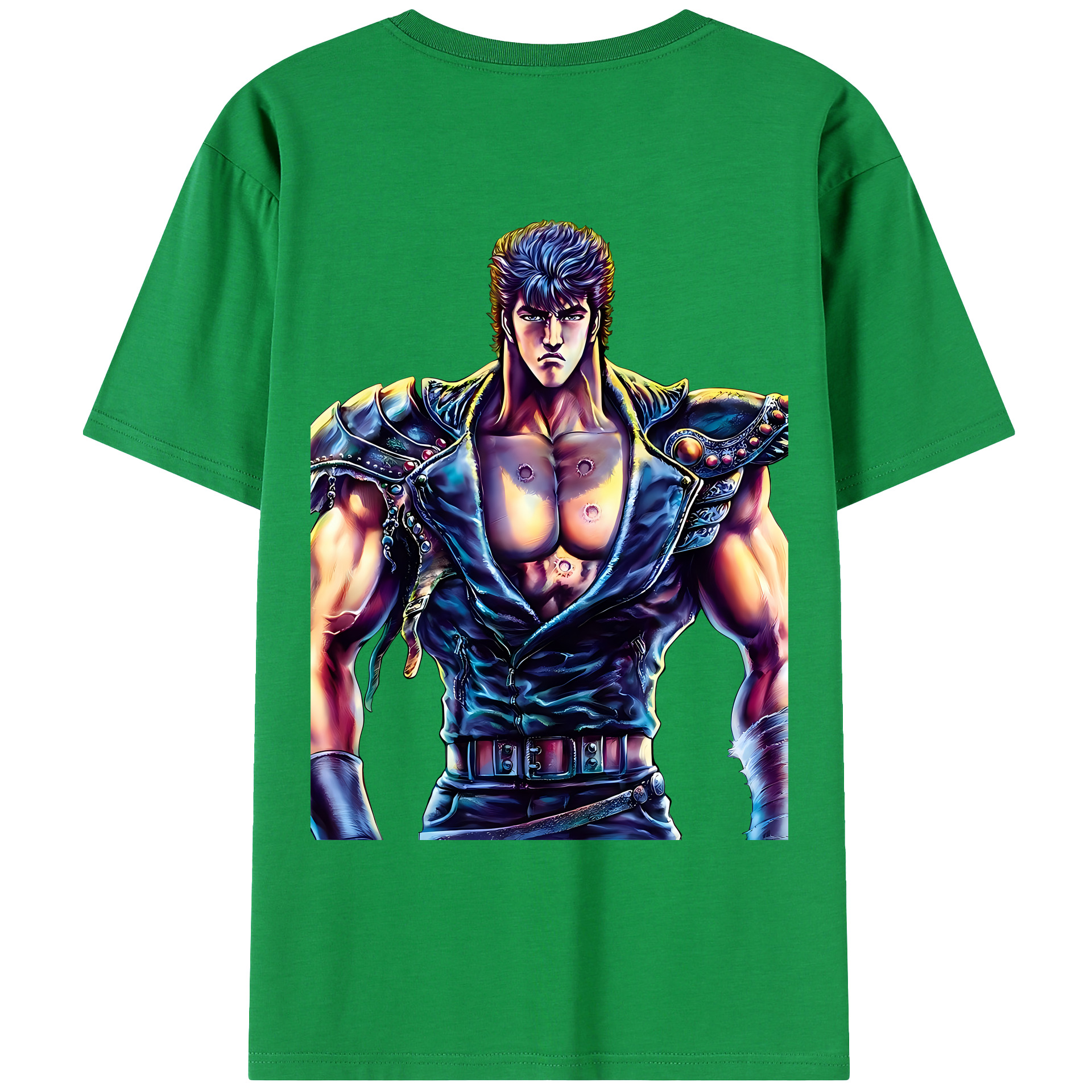 （画像用） 北斗の拳 Fist of the North Star 綿100％ メンズ半袖Tシャツ（バックプリント） 通気性