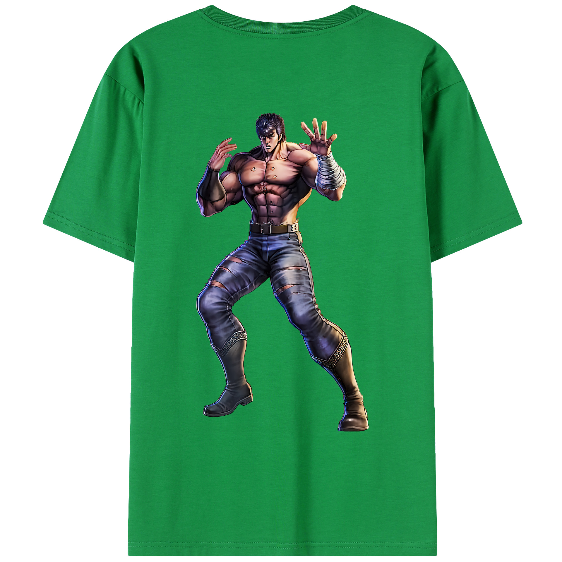 （画像用） 北斗の拳 Fist of the North Star 綿100％ メンズ半袖Tシャツ（バックプリント） 通気性