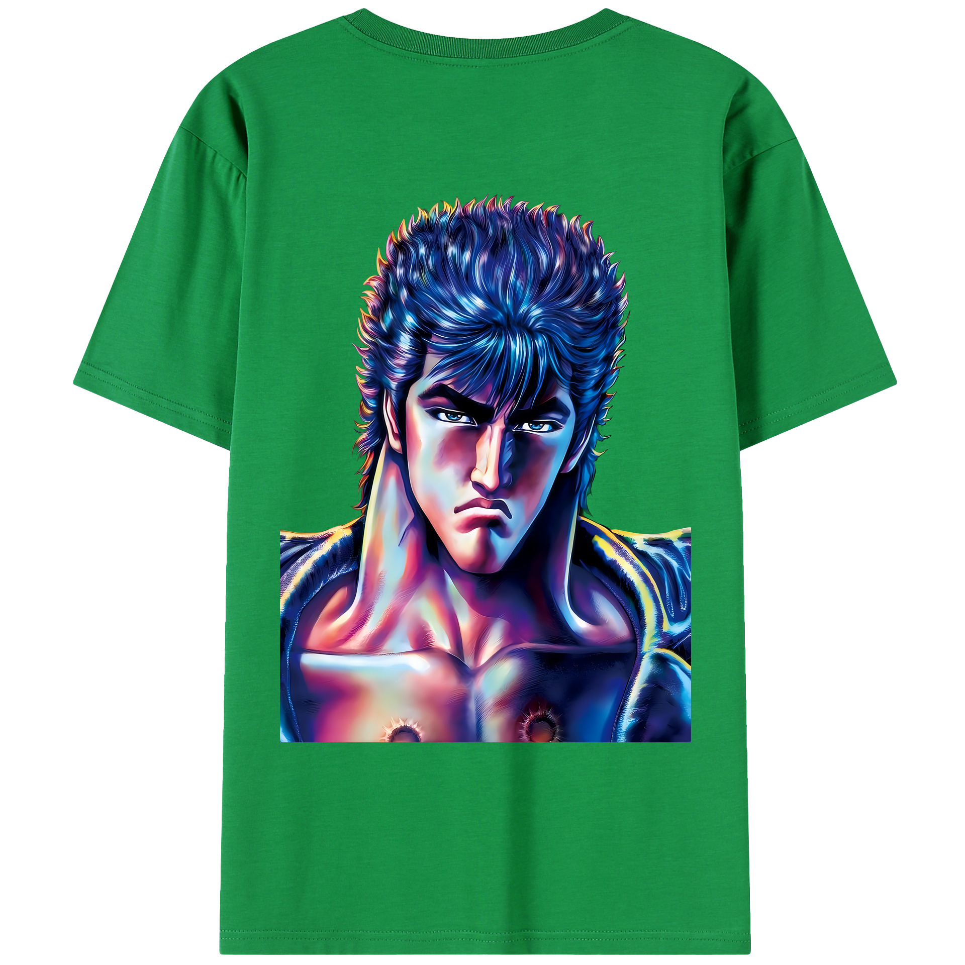（画像用） 北斗の拳 Fist of the North Star 綿100％ メンズ半袖Tシャツ（バックプリント） 通気性