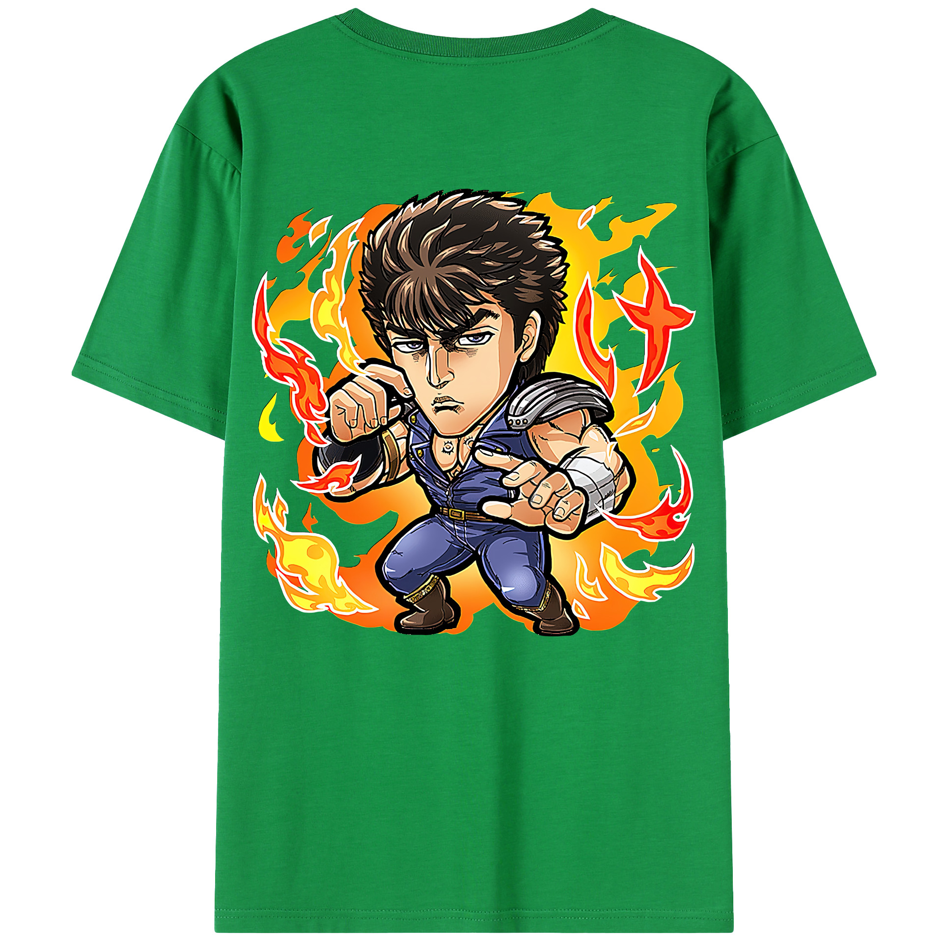 （画像用） 北斗の拳 Fist of the North Star 綿100％ メンズ半袖Tシャツ（バックプリント） 通気性
