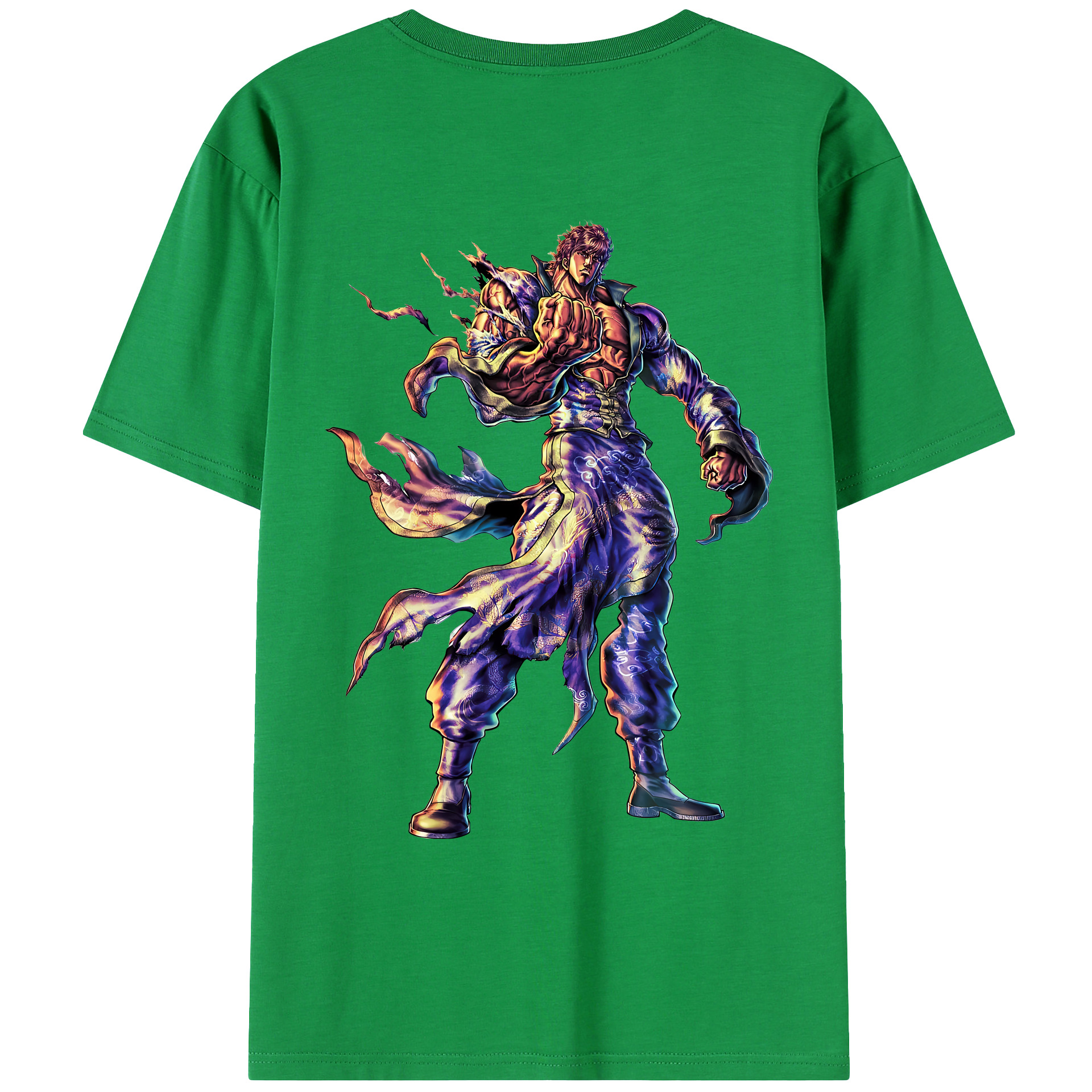 （画像用） 北斗の拳 Fist of the North Star 綿100％ メンズ半袖Tシャツ（バックプリント） 通気性