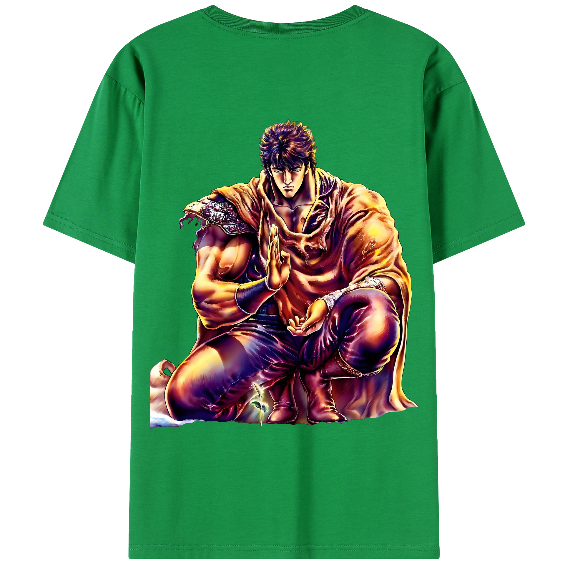 （画像用） 北斗の拳 Fist of the North Star 綿100％ メンズ半袖Tシャツ（バックプリント） 通気性