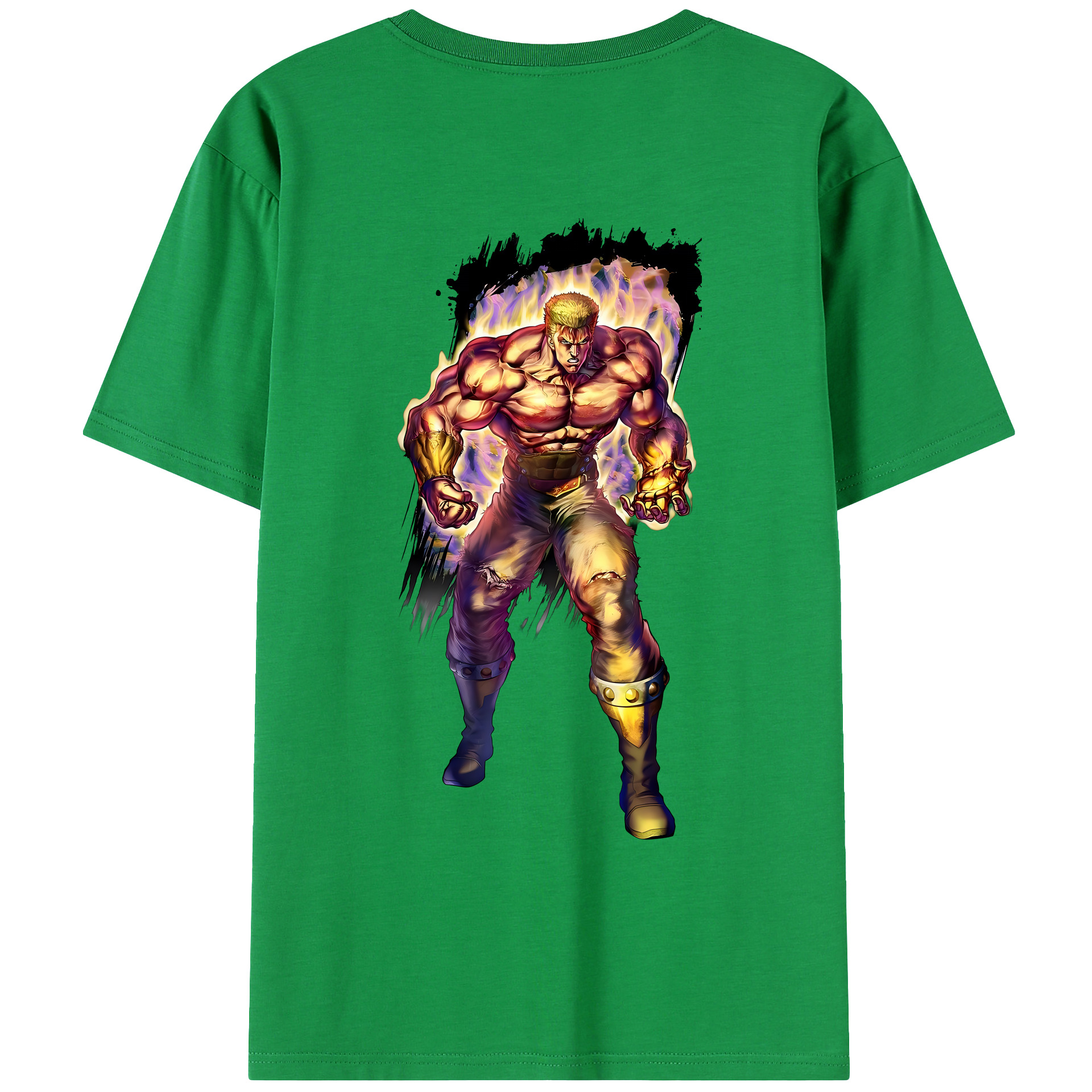 （画像用） 北斗の拳 Fist of the North Star 綿100％ メンズ半袖Tシャツ（バックプリント） 通気性