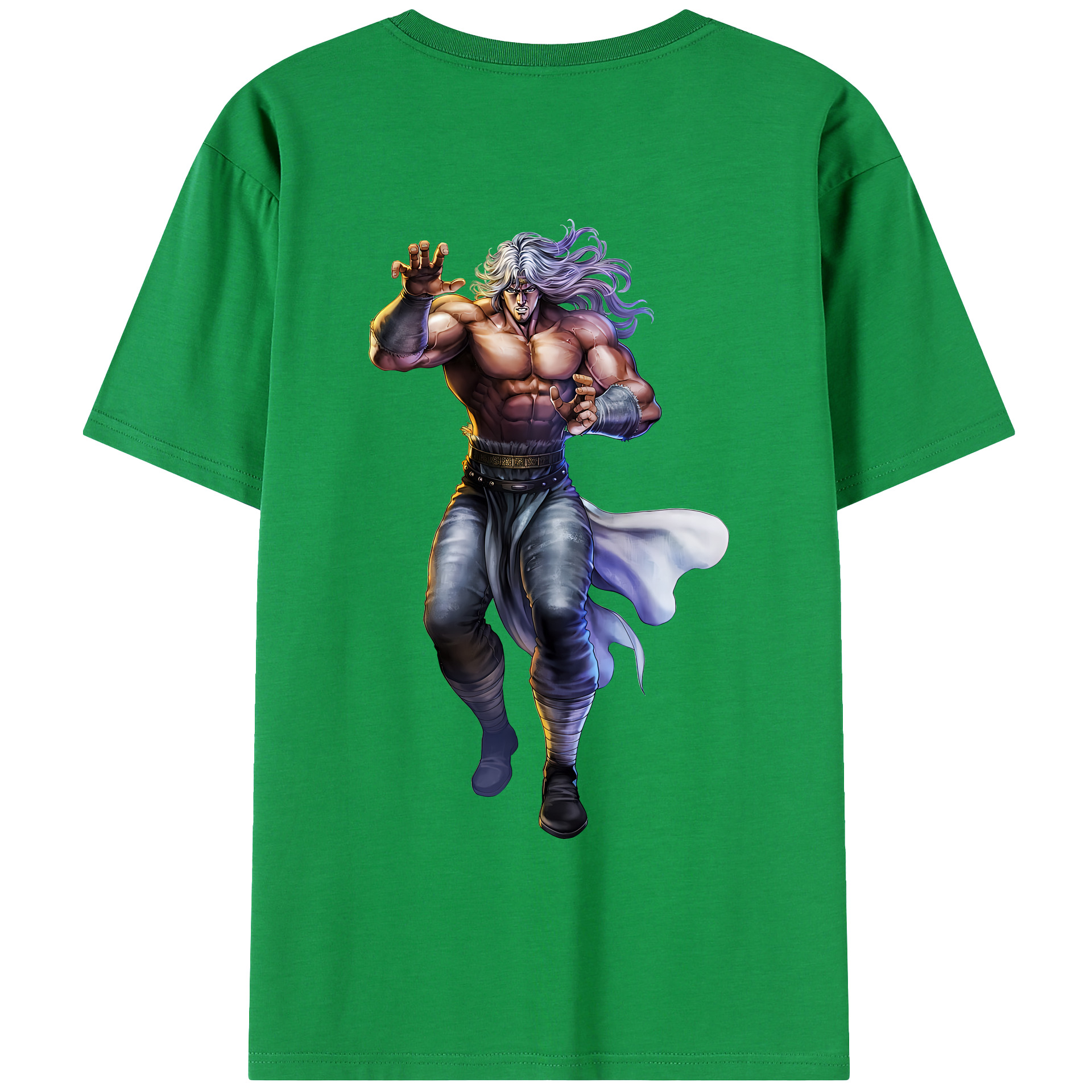 （画像用） 北斗の拳 Fist of the North Star 綿100％ メンズ半袖Tシャツ（バックプリント） 通気性