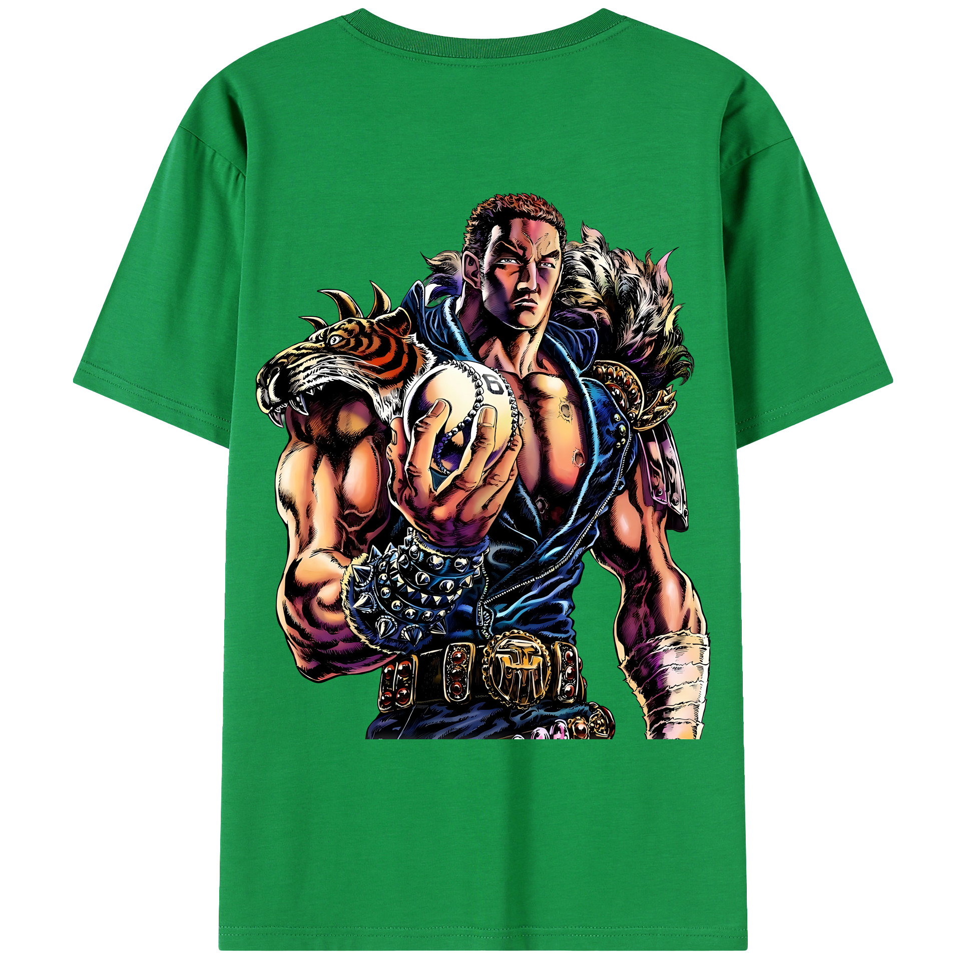 （画像用） 北斗の拳 Fist of the North Star 綿100％ メンズ半袖Tシャツ（バックプリント） 通気性